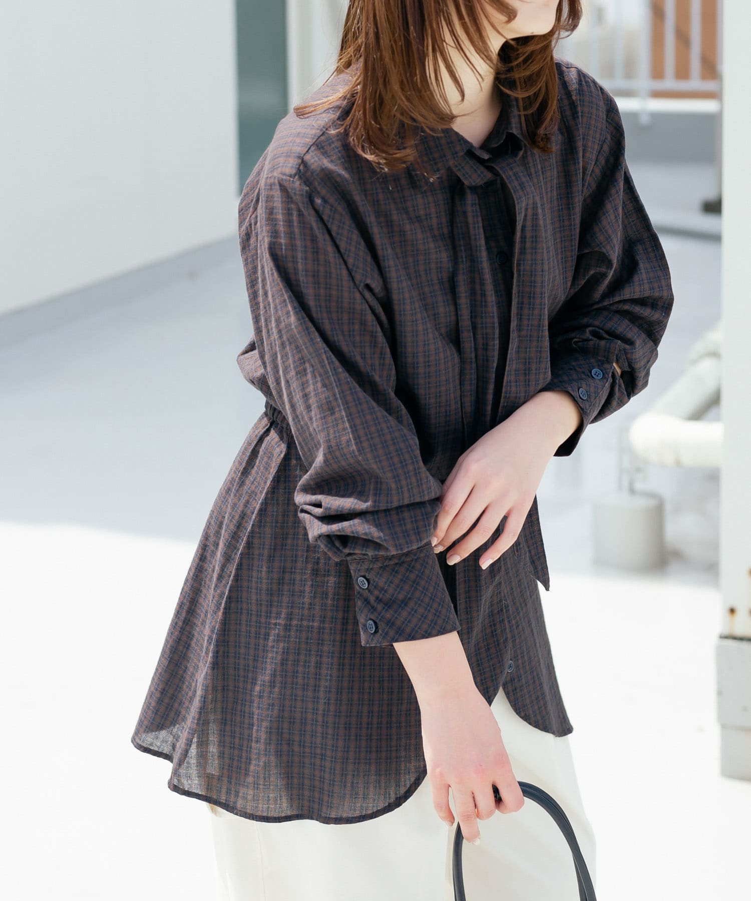 ウエストマークチェックシャツ