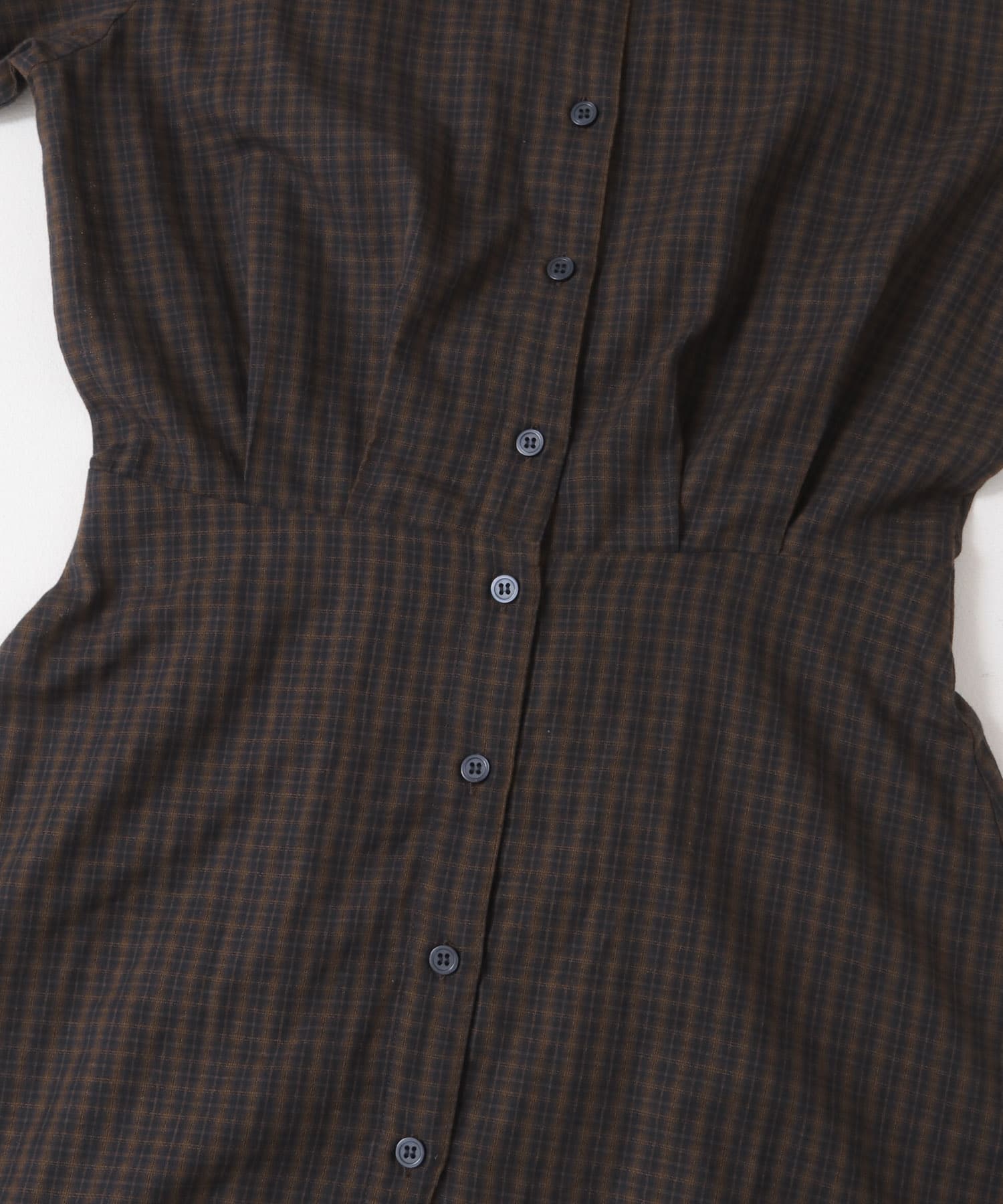ウエストマークチェックシャツ BROWN one