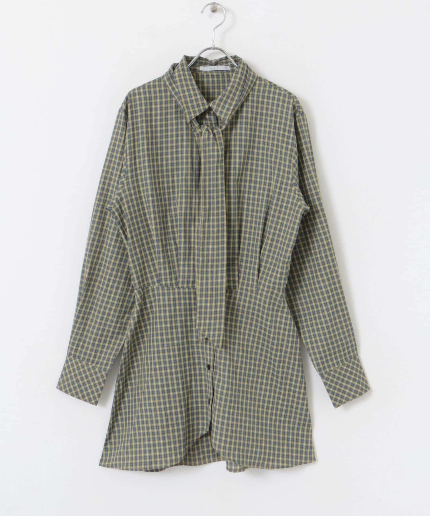 ウエストマークチェックシャツ BLUEGREEN one