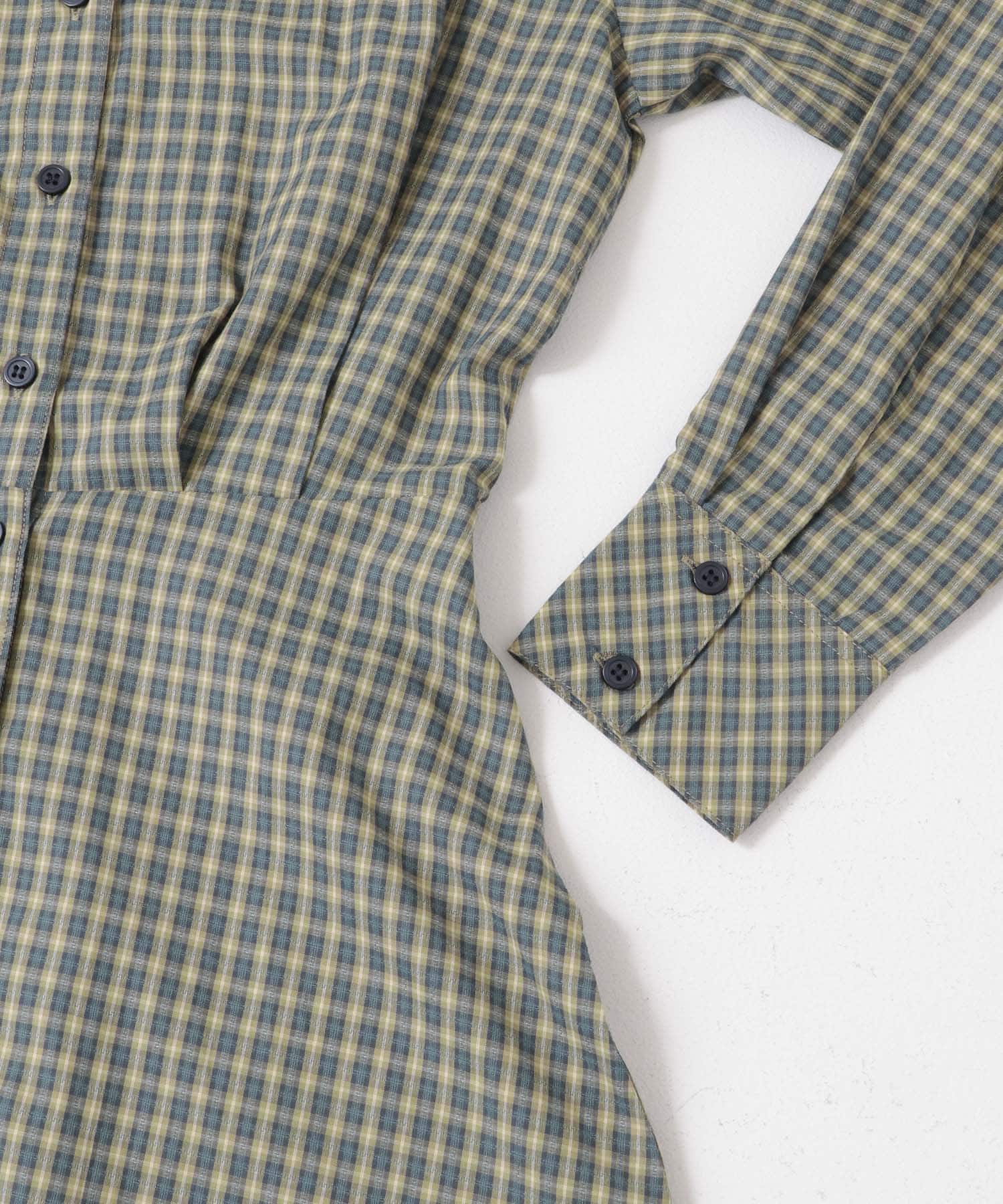 ウエストマークチェックシャツ BLUEGREEN one