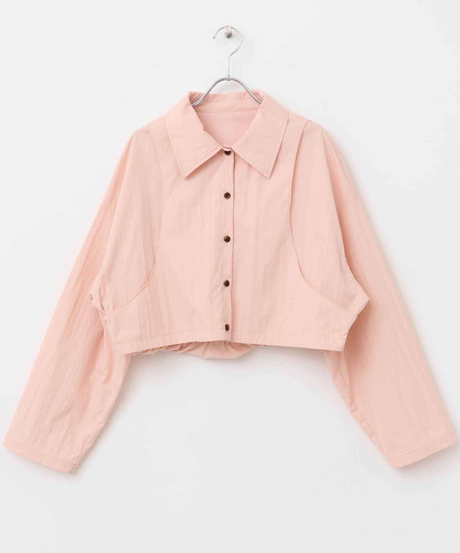 バックギャザークロップドシャツ PINK one