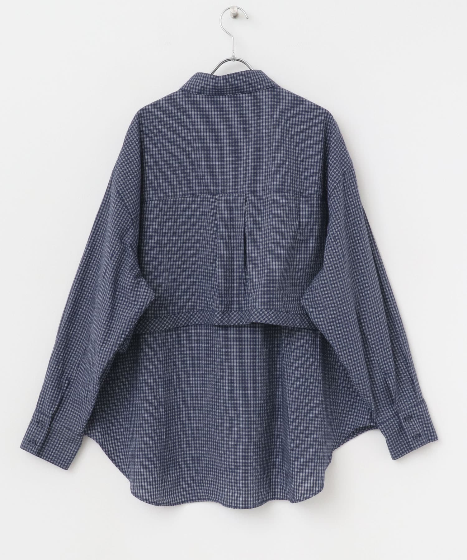 チェックレイヤードBIGシャツ NAVY one