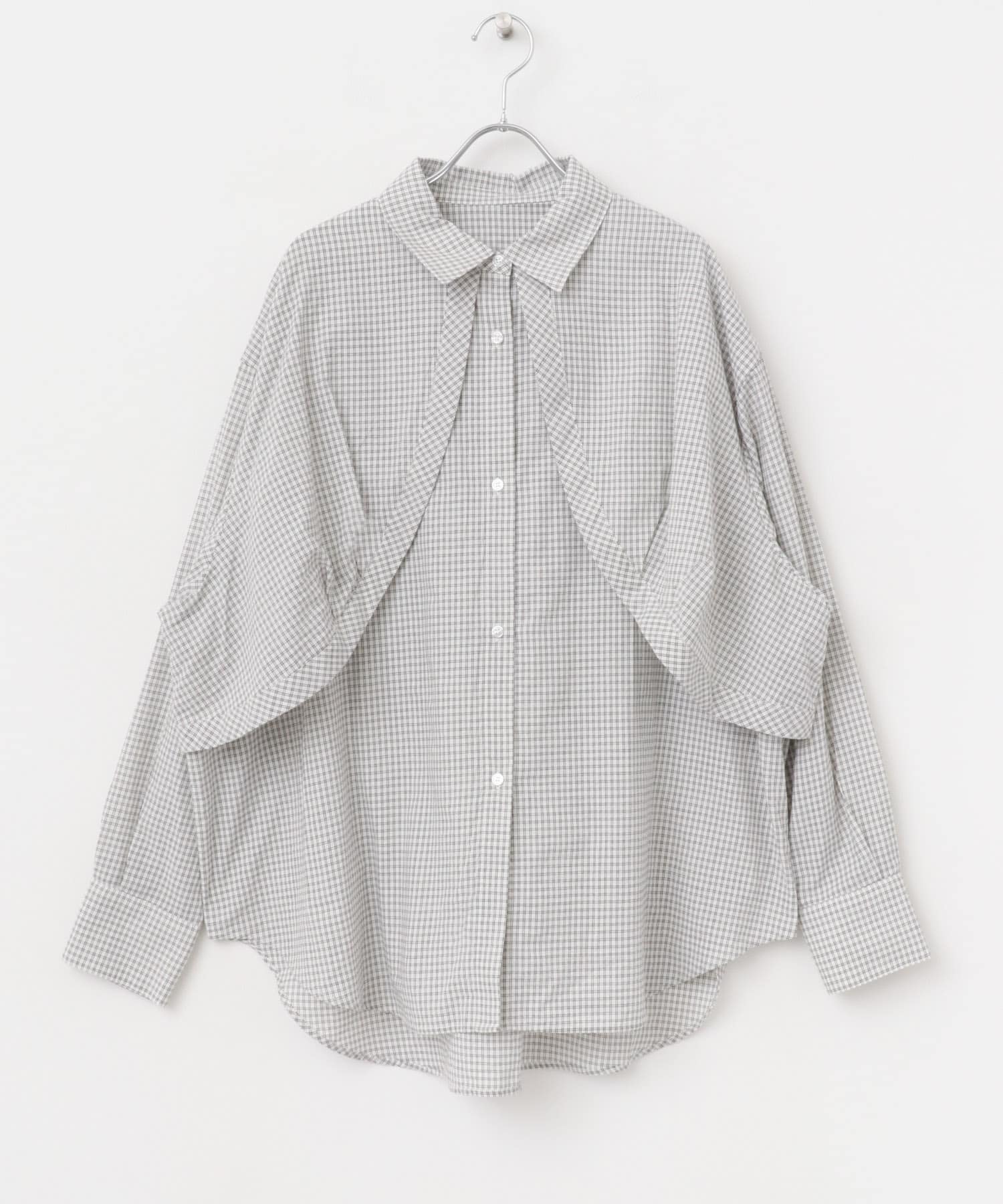 チェックレイヤードBIGシャツ IVORY one