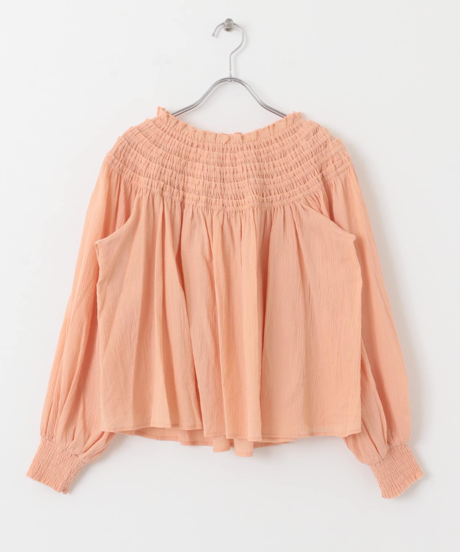 2WAYシャーリングブラウス APRICOT one