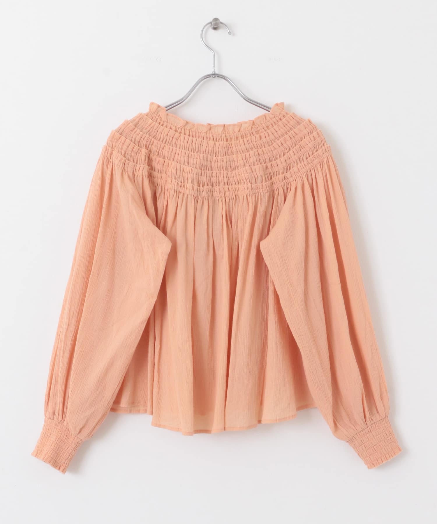2WAYシャーリングブラウス APRICOT one