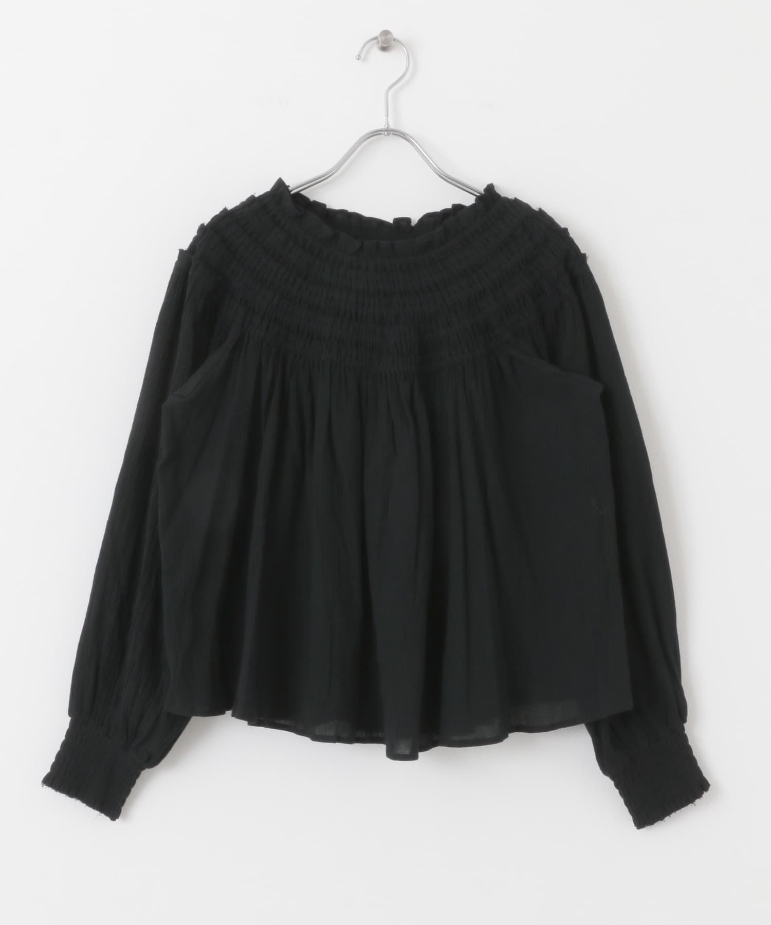 2WAYシャーリングブラウス BLACK one