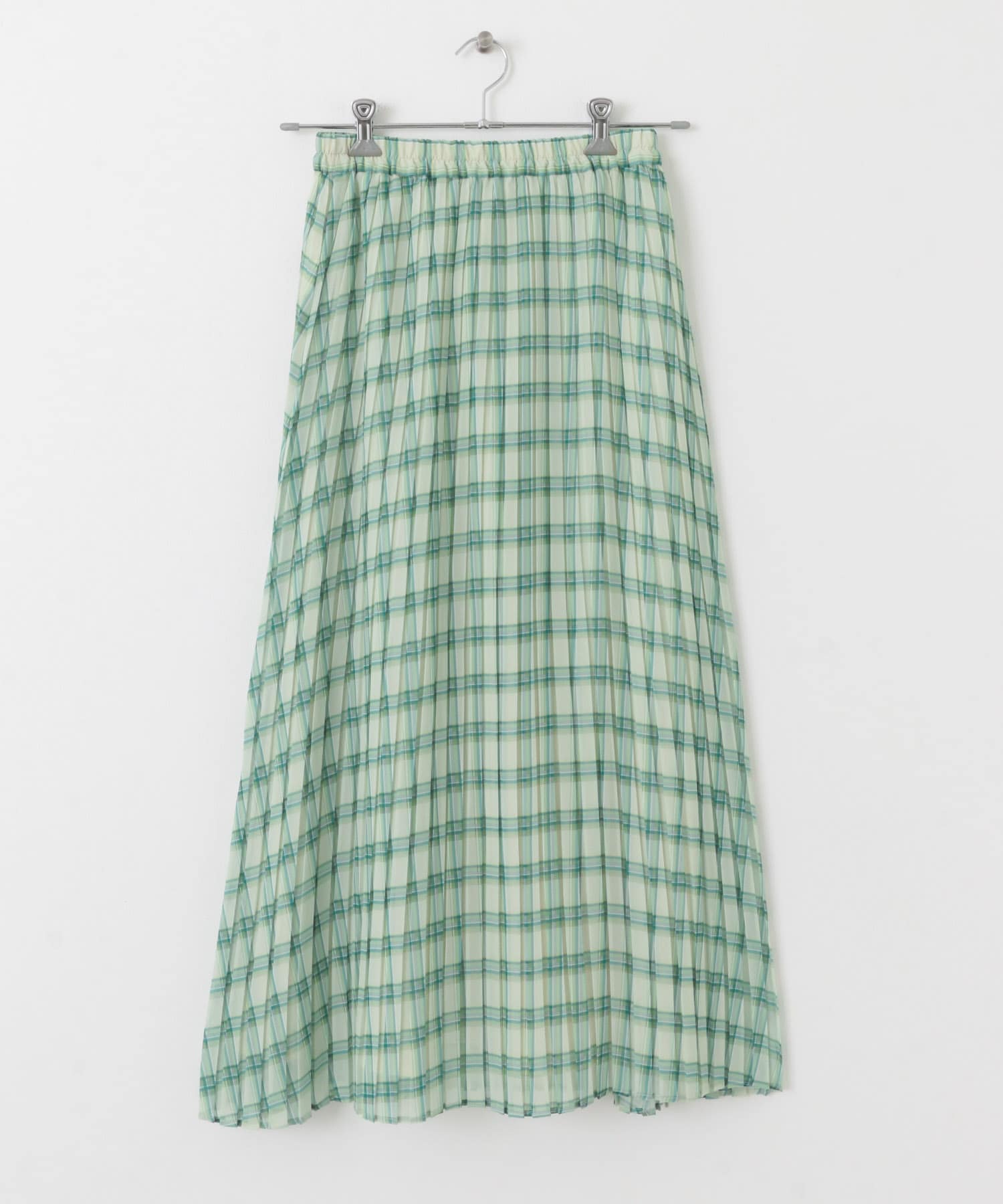 シアーチェックプリーツスカート GREEN one