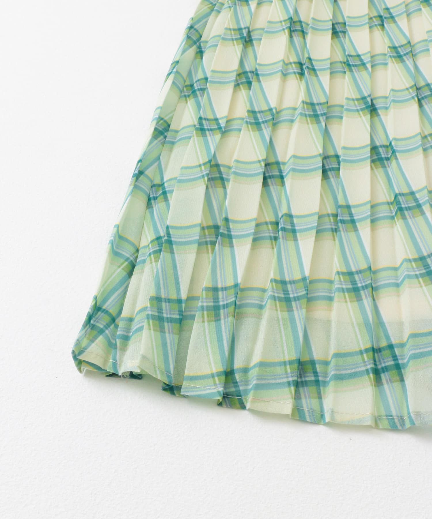 シアーチェックプリーツスカート GREEN one