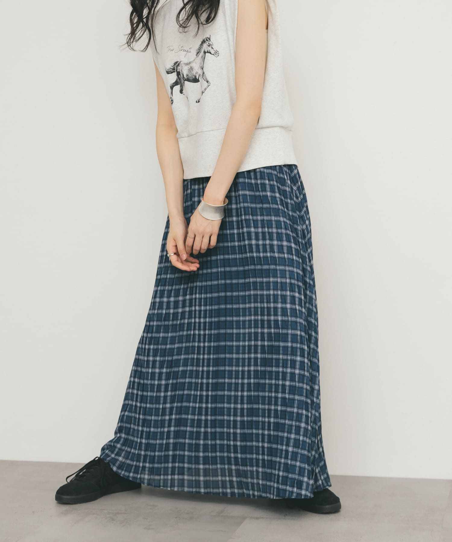 シアーチェックプリーツスカート