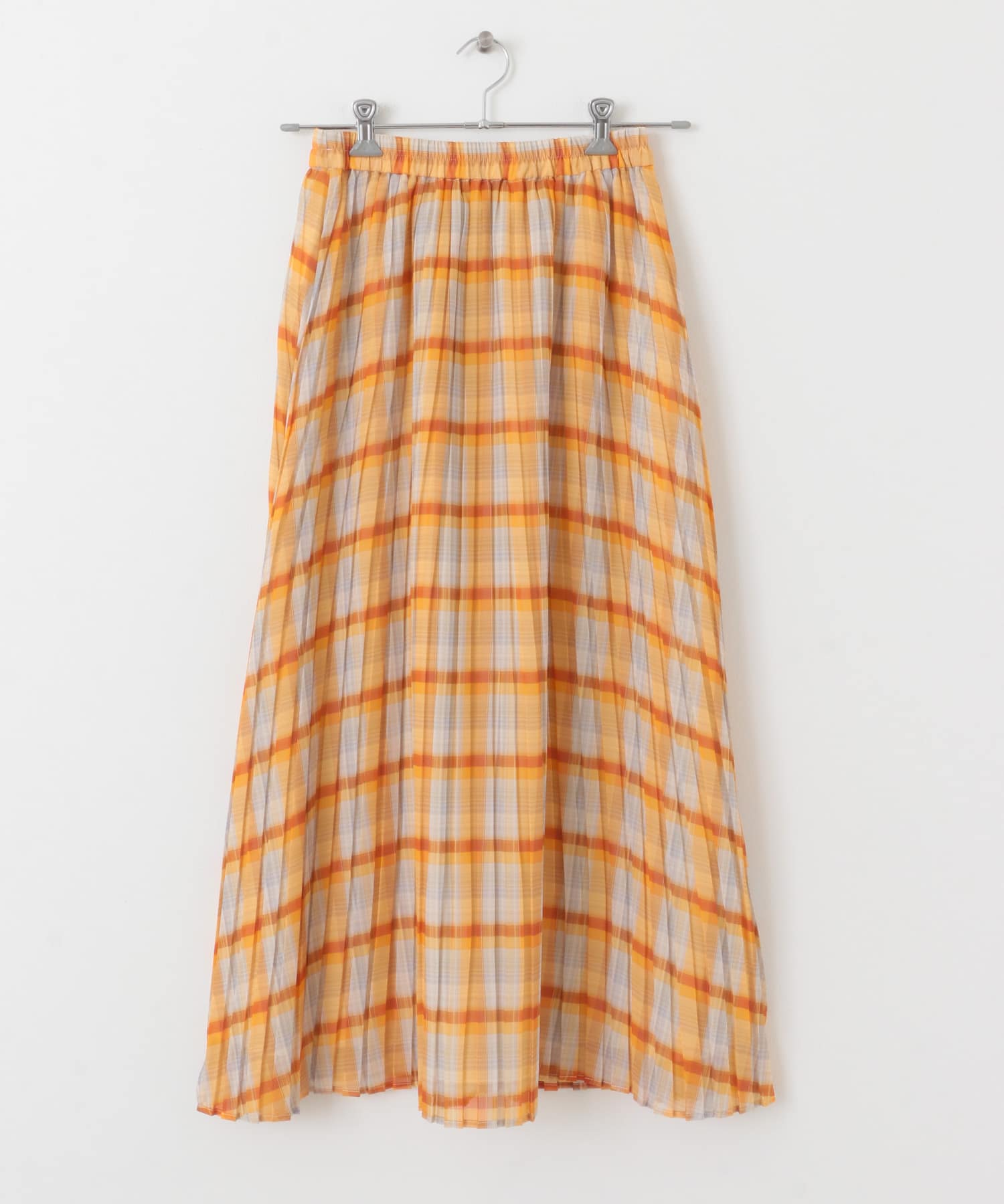シアーチェックプリーツスカート ORANGE one
