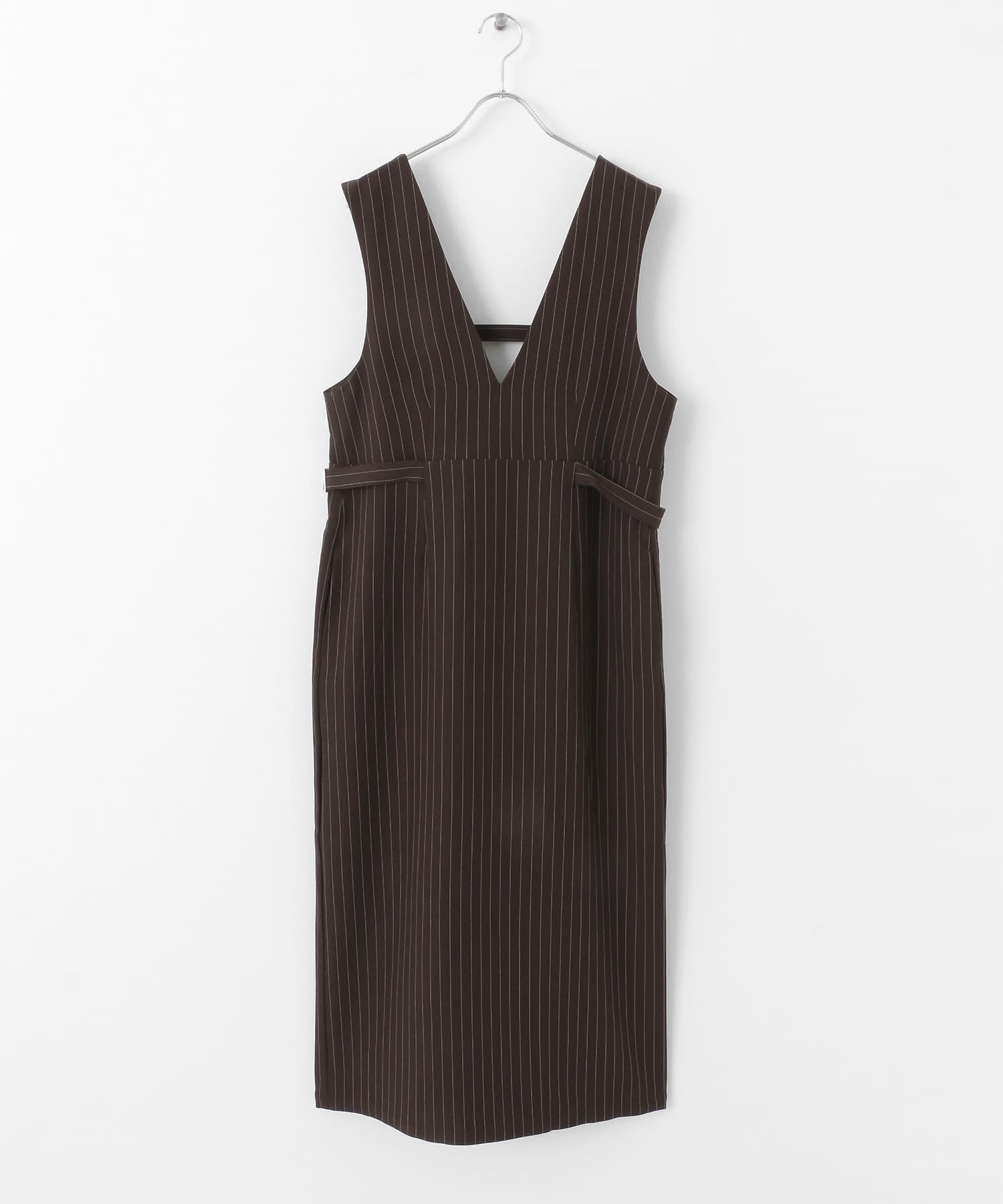 2サイズ展開』ピンストライプジャンパースカート(36 GRAY): ワンピース