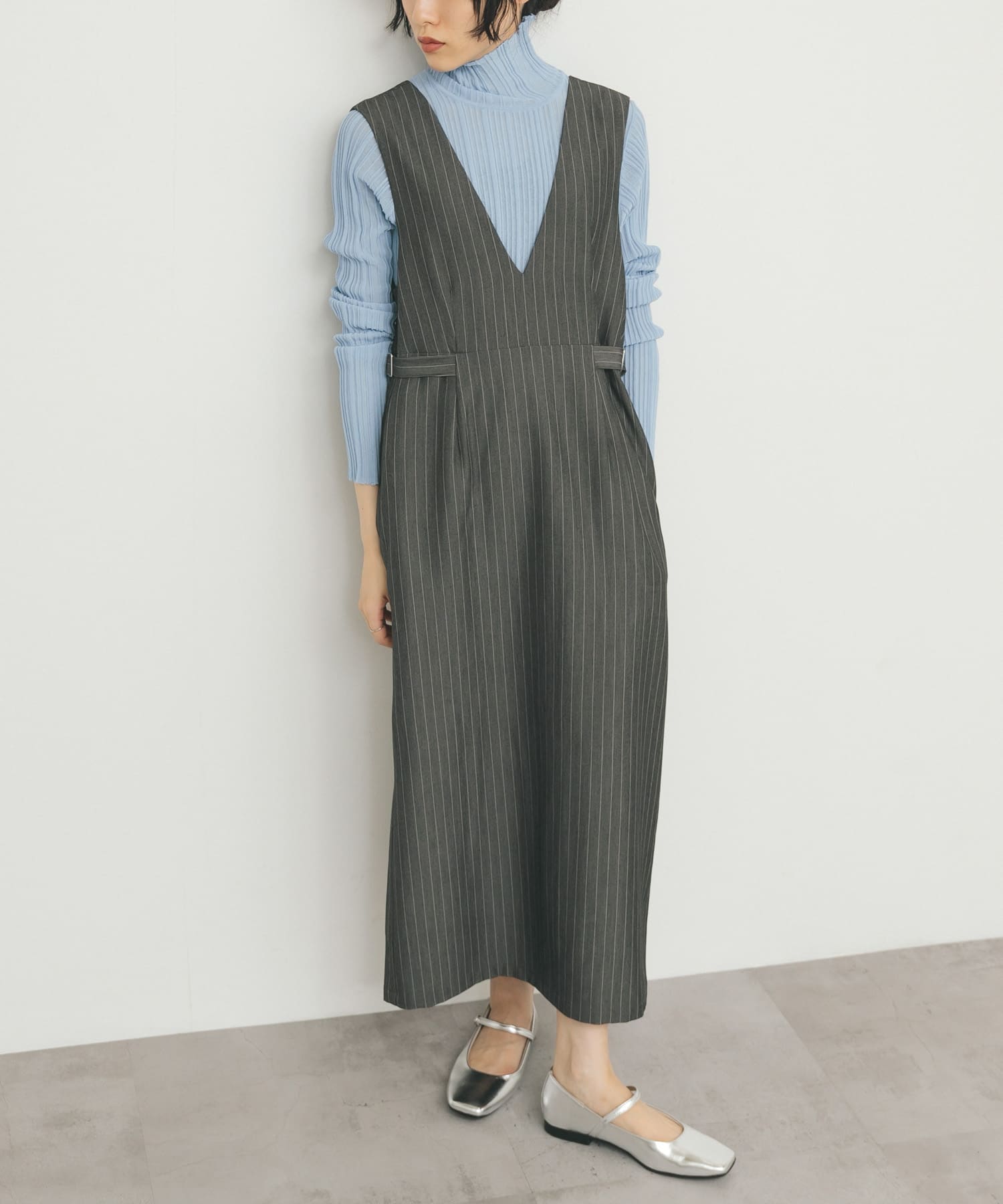 『2サイズ展開』ピンストライプジャンパースカート