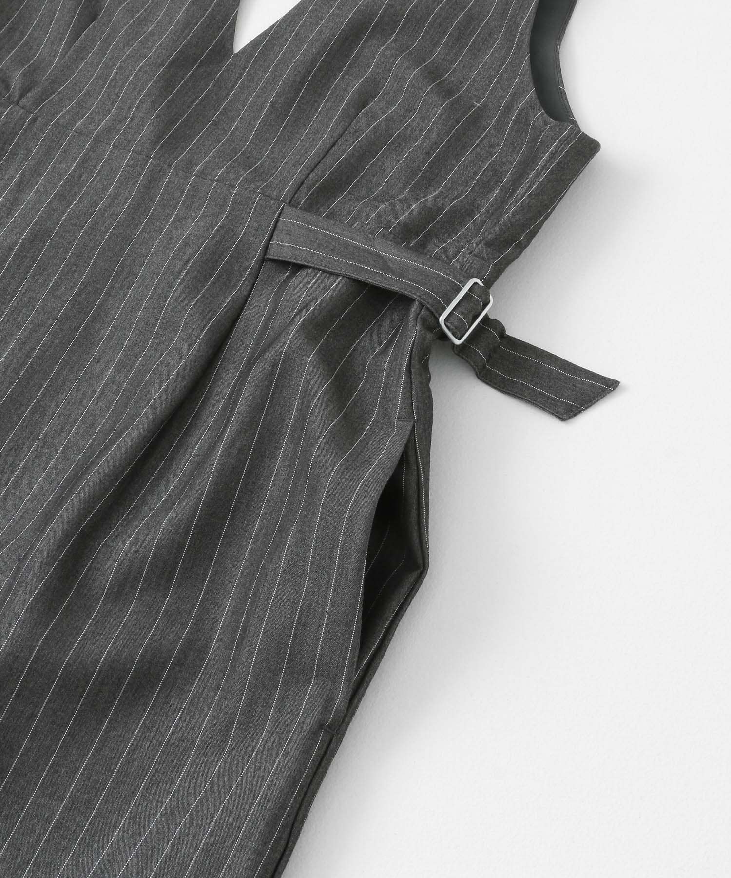 『2サイズ展開』ピンストライプジャンパースカート GRAY 36