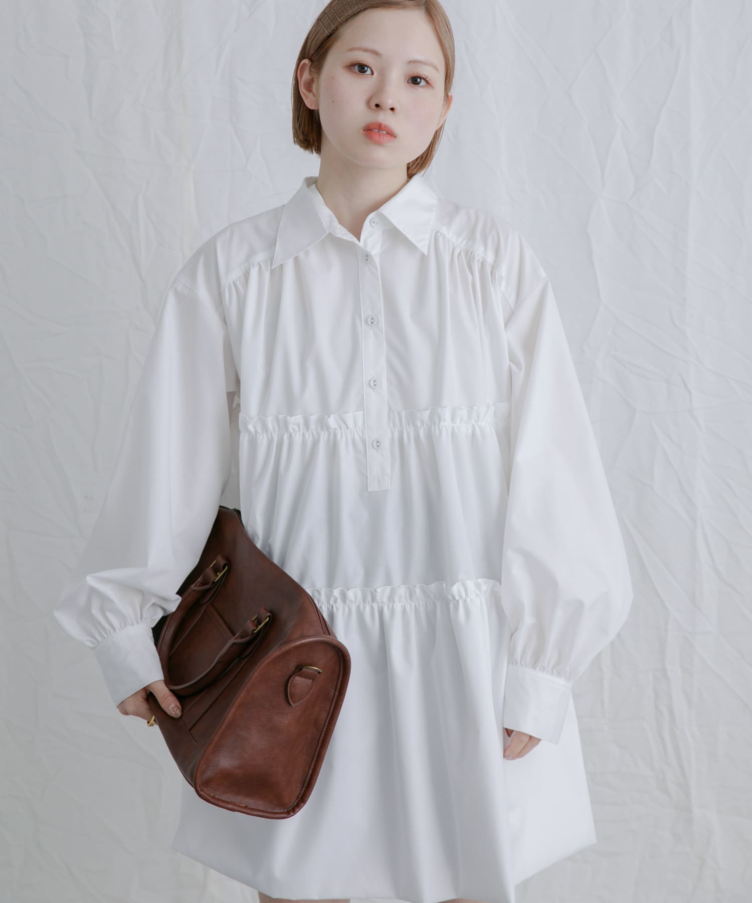 ティアードバルーンミニワンピース