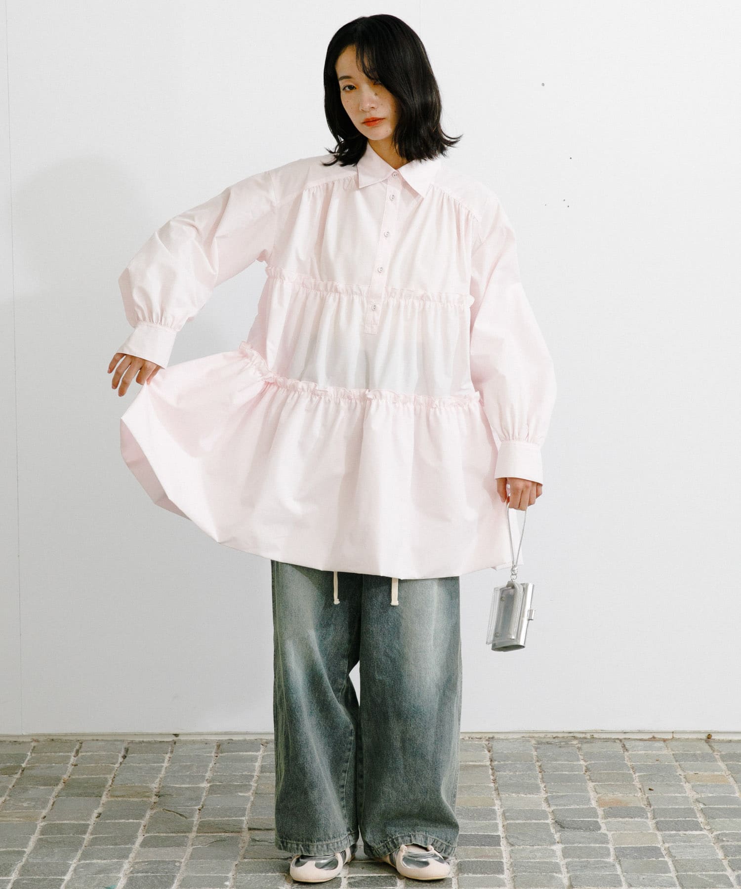 ティアードバルーンミニワンピース