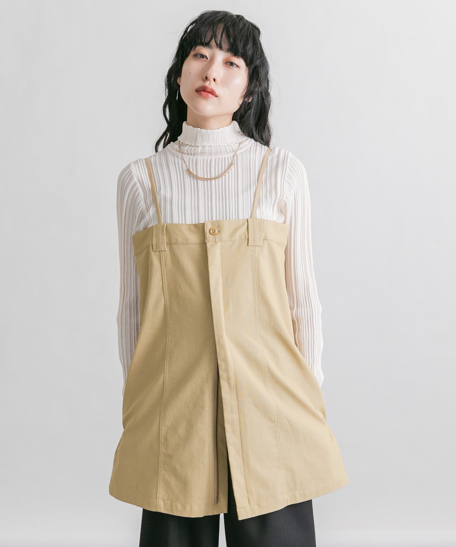 フロントZIPミニワンピース