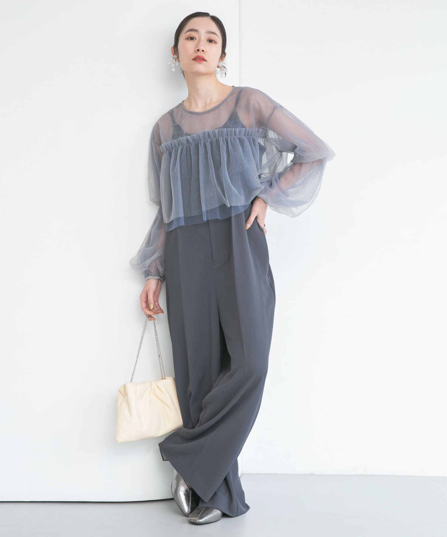 チュールブラウスSETベアサロペット