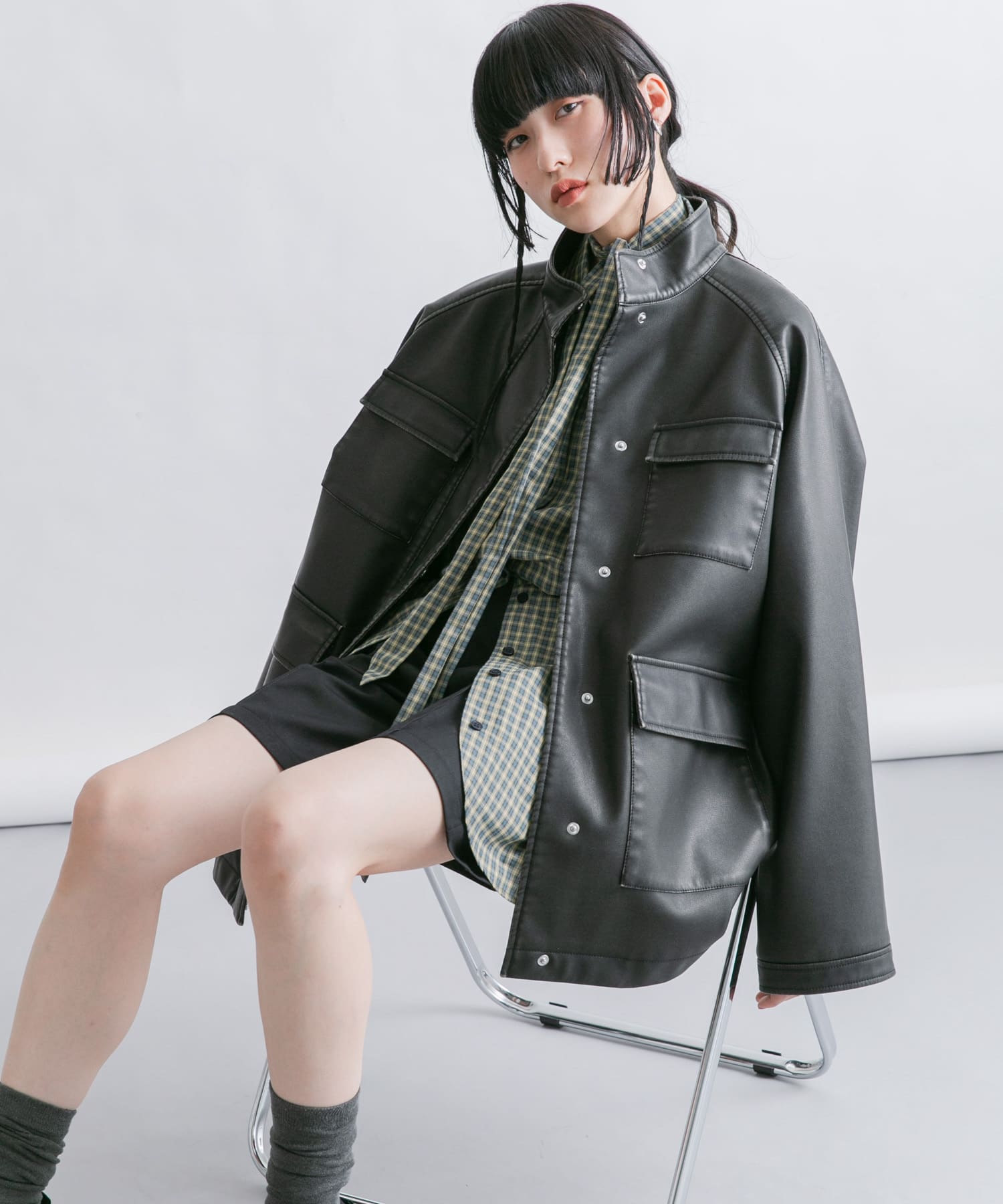 ウォッシュドサファリジャケット(one BLACK): アウター|URBAN ウォッシュドサファリジャケット(one BLACK): アウター|URBAN