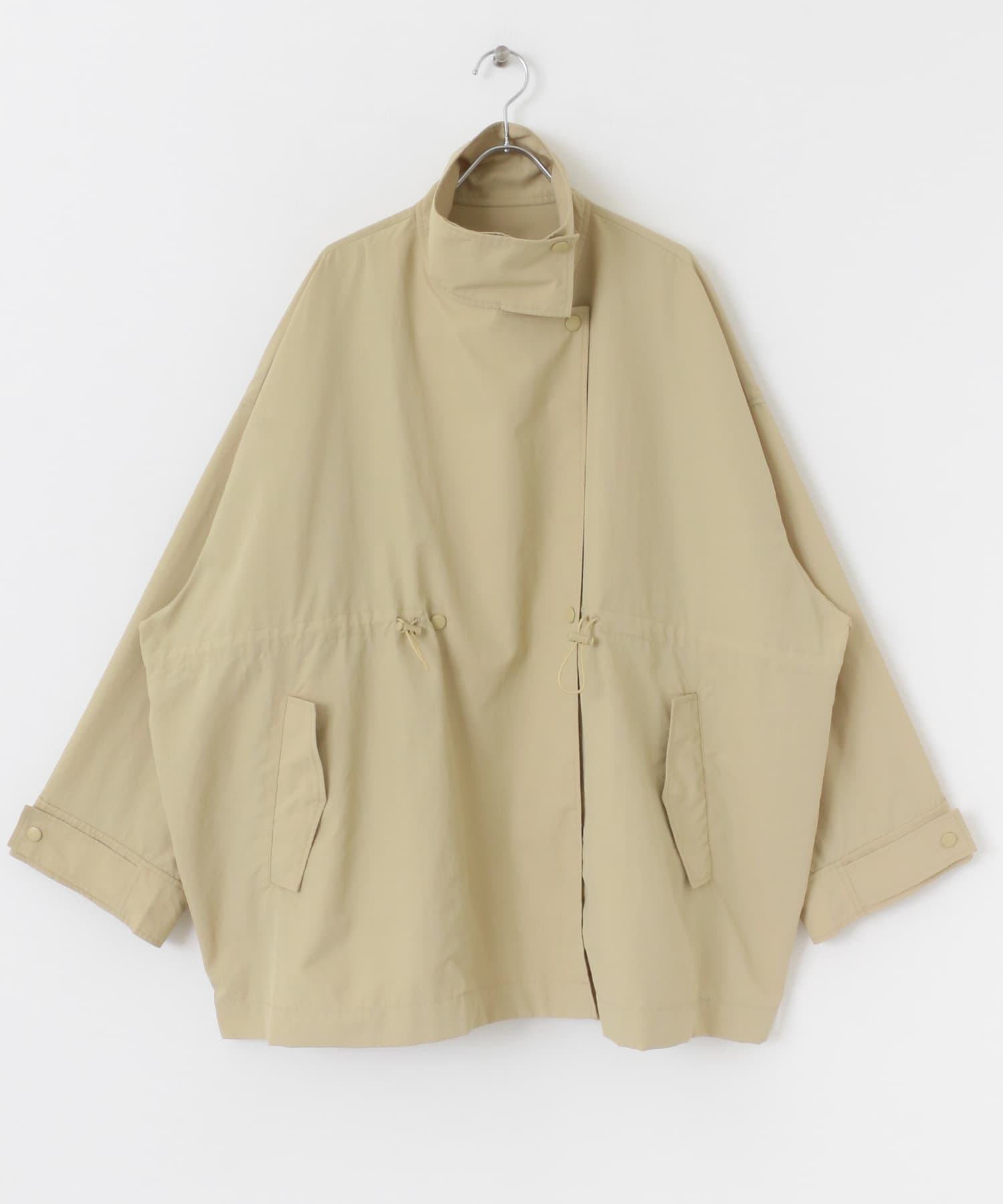 スタンドカラーBIGナイロンジャケット BEIGE one