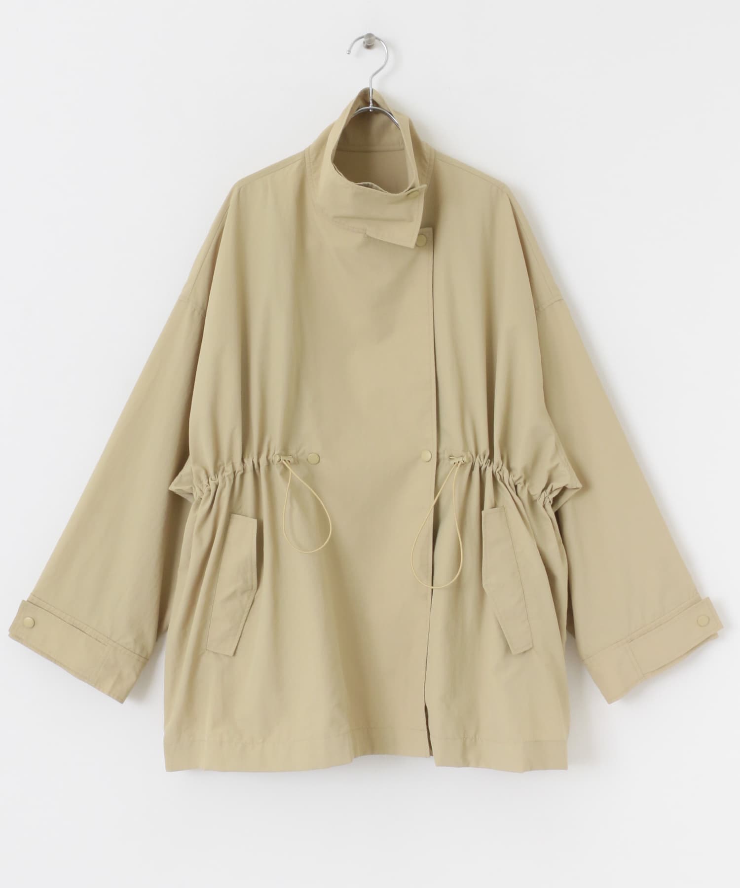 スタンドカラーBIGナイロンジャケット BEIGE one