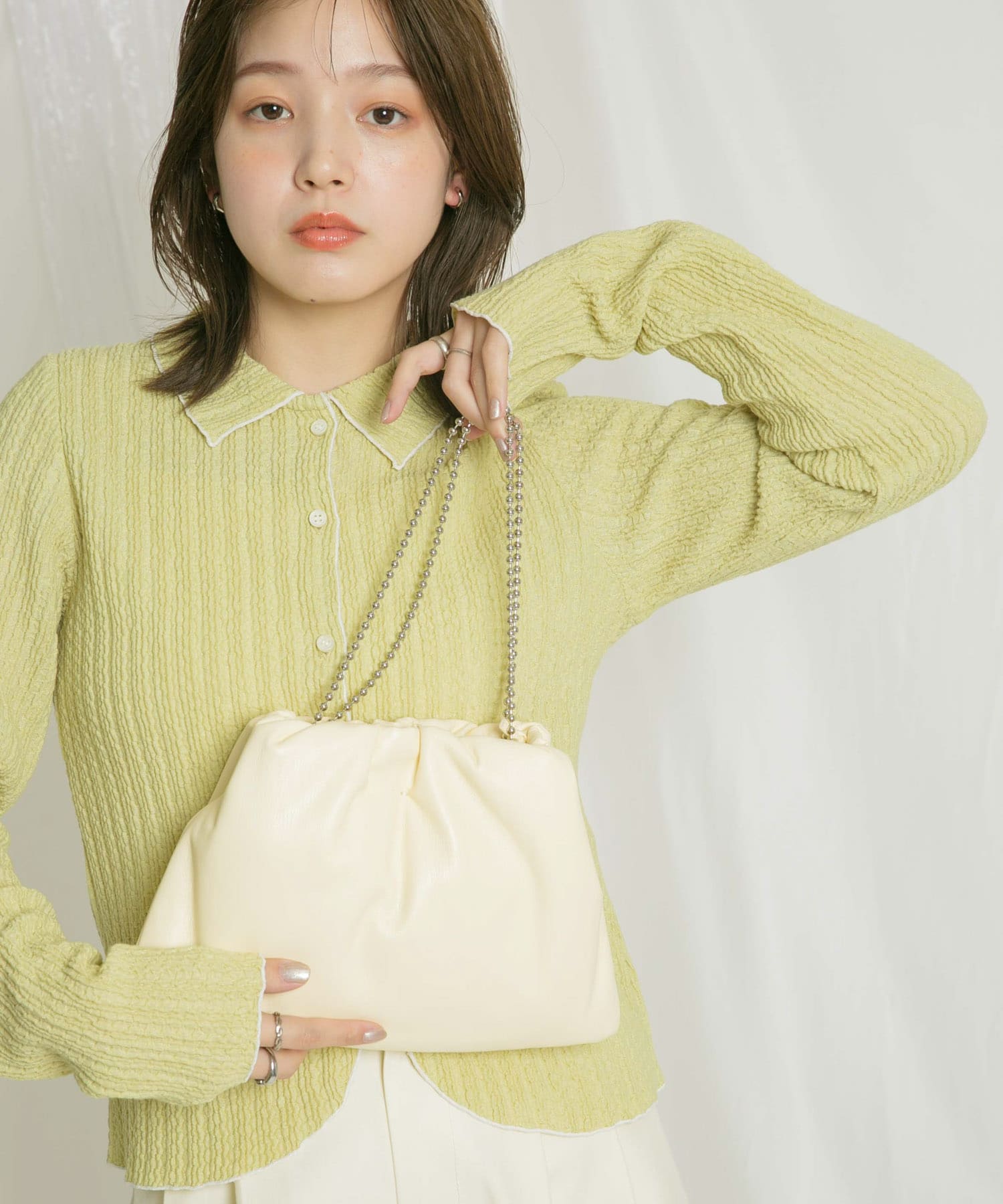 ボールチェーンギャザーBAG YELLOW one