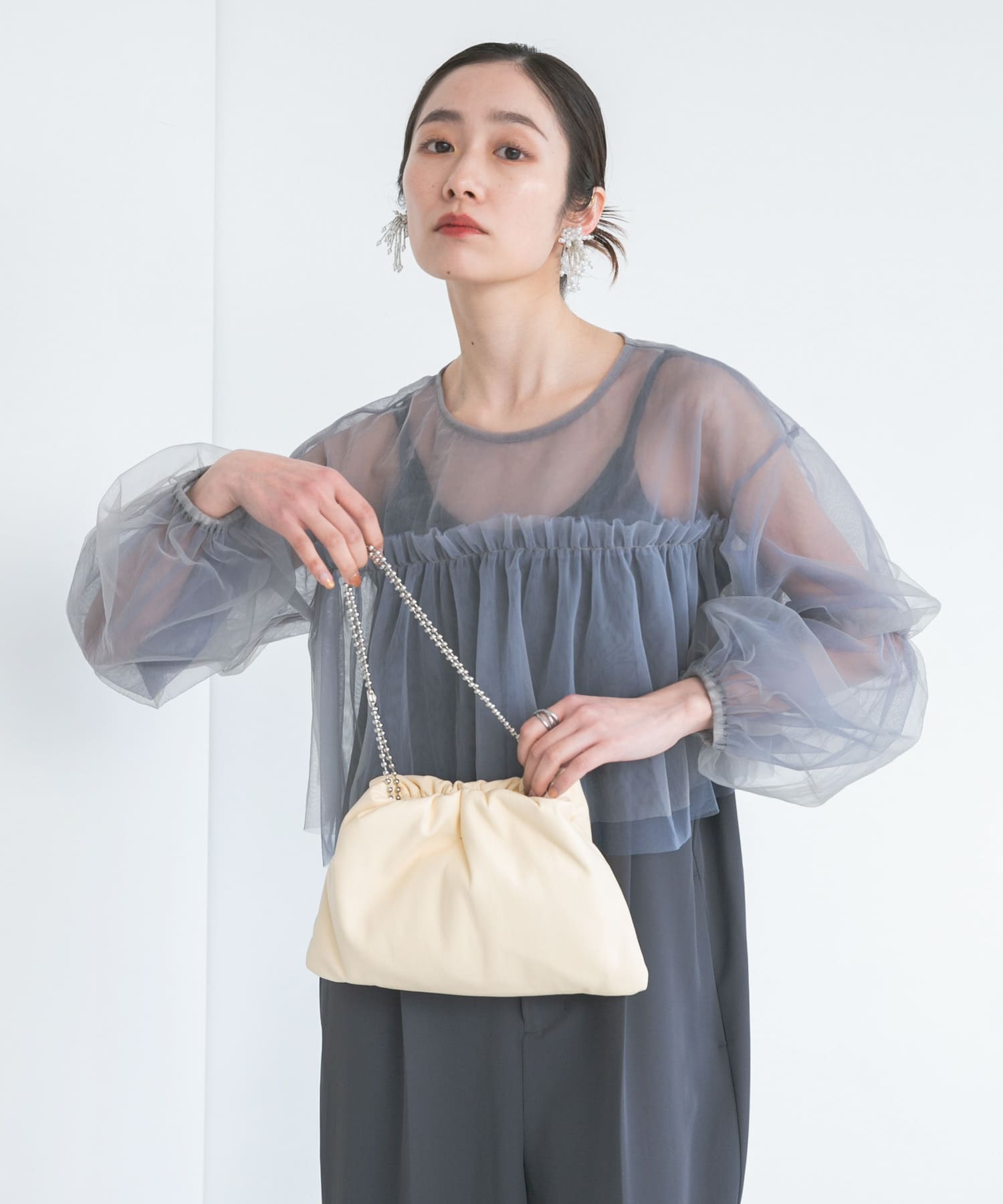 ボールチェーンギャザーBAG YELLOW one