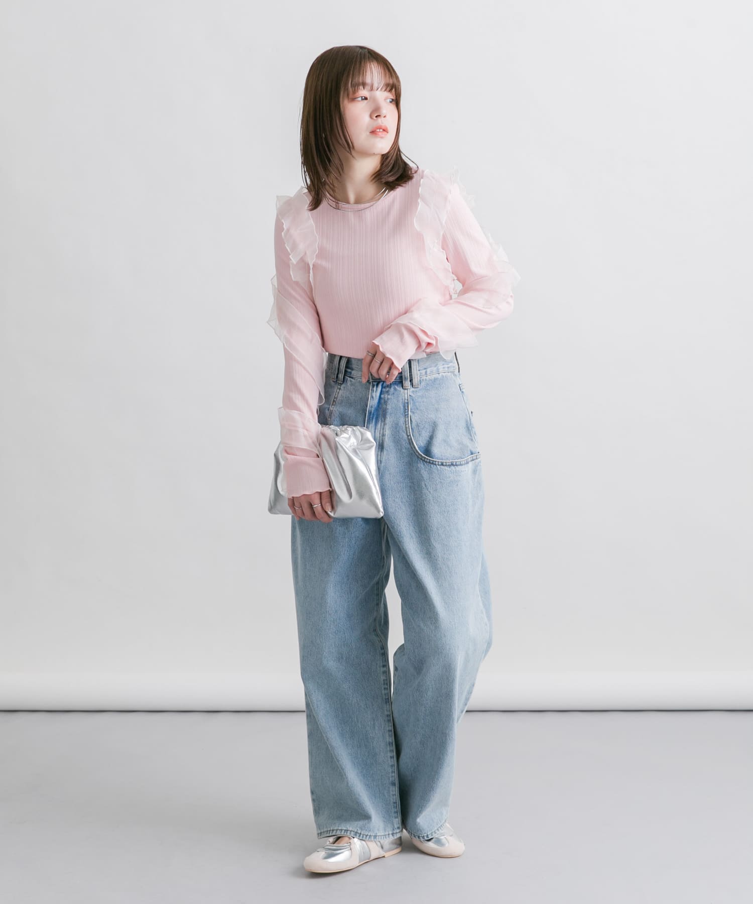 ボールチェーンギャザーBAG SILVER one