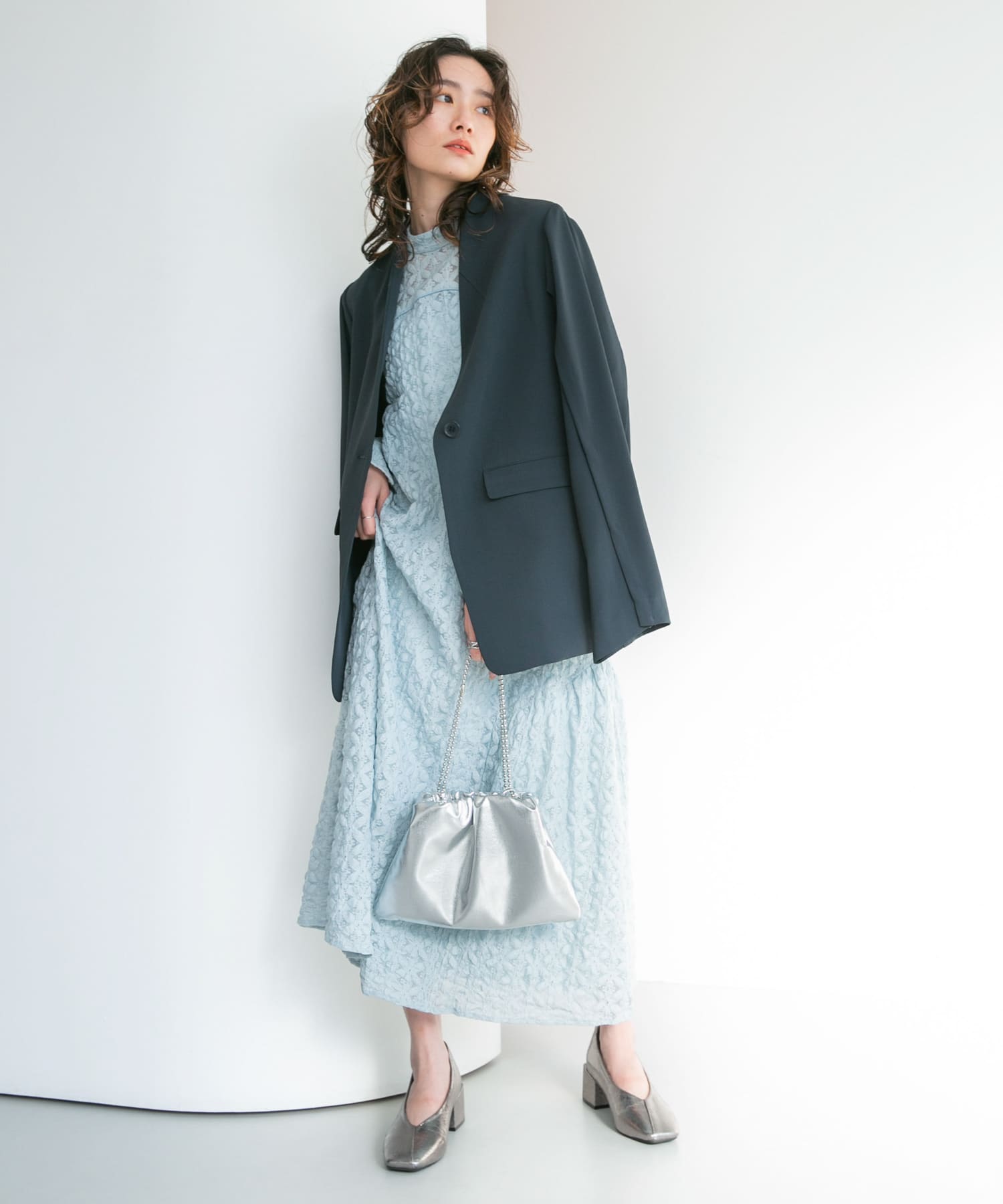 ボールチェーンギャザーBAG SILVER one