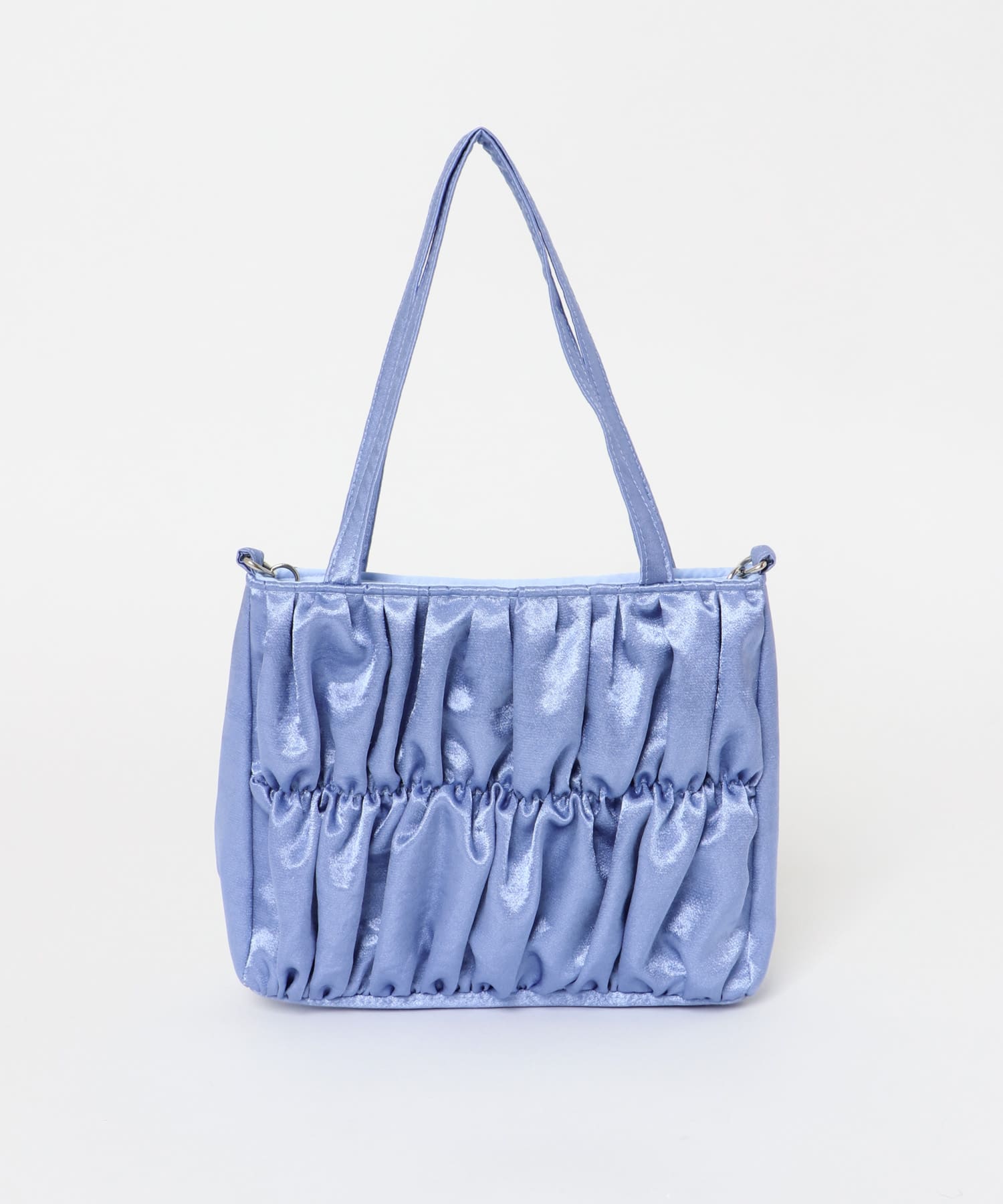 サテンギャザーハンドBAG BLUE one