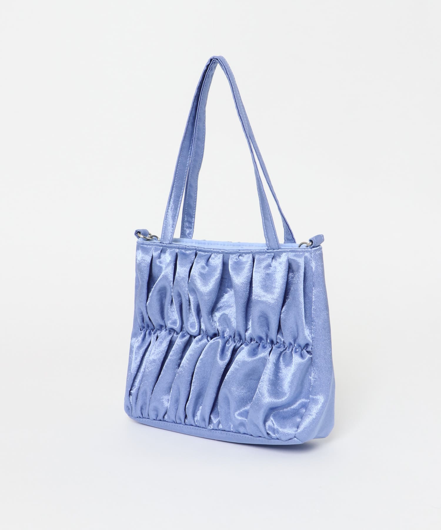 サテンギャザーハンドBAG BLUE one