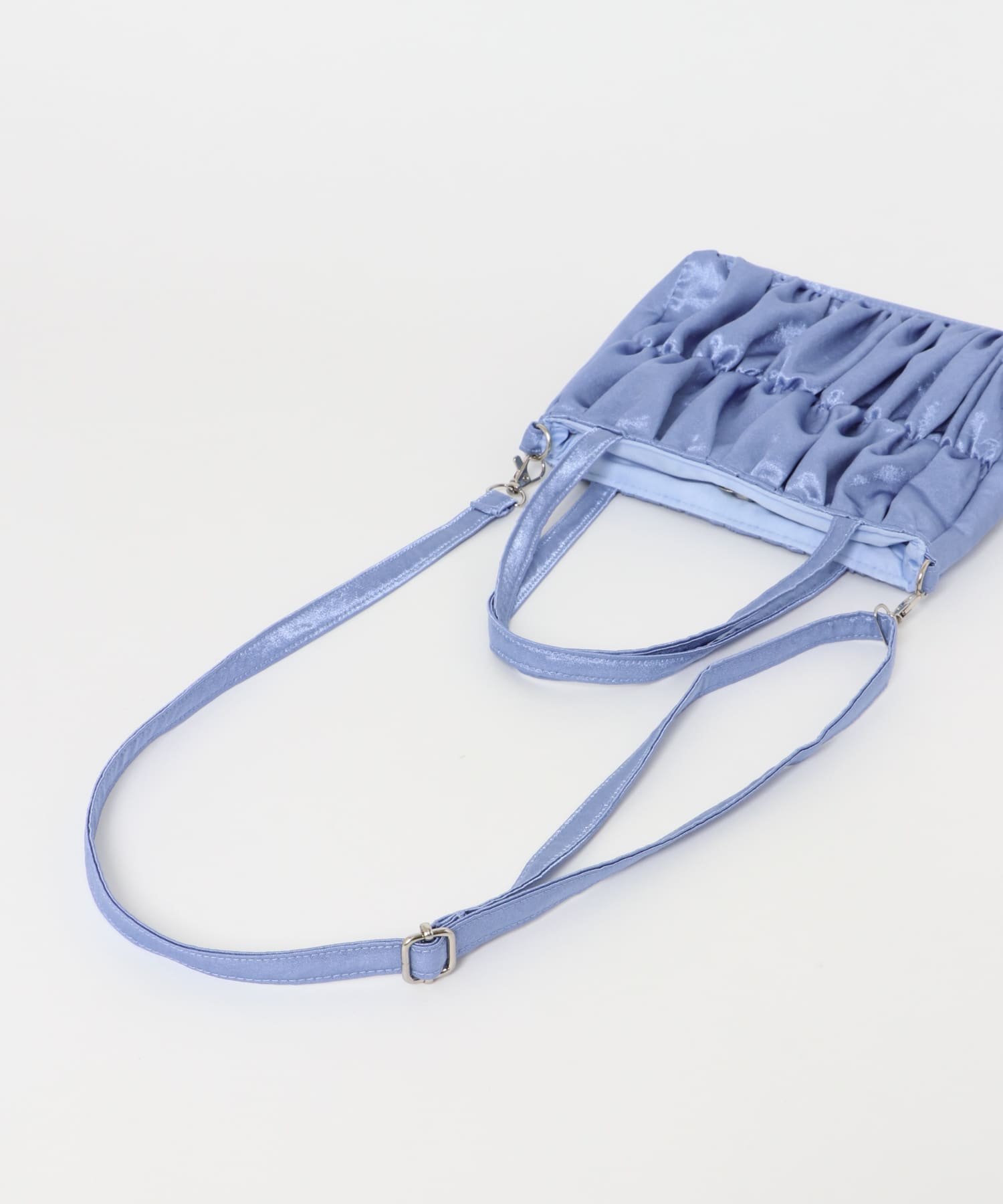サテンギャザーハンドBAG BLUE one
