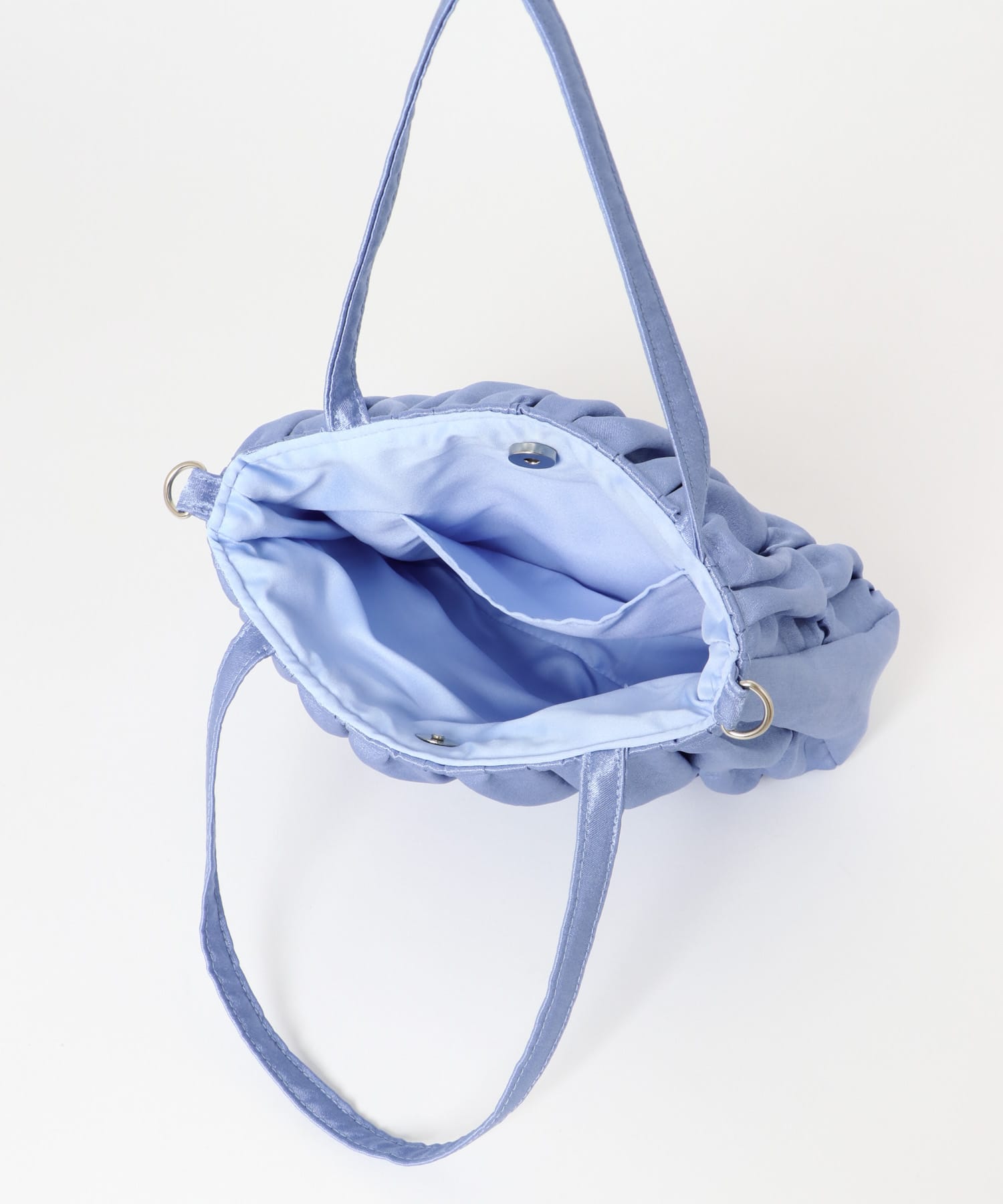 サテンギャザーハンドBAG BLUE one