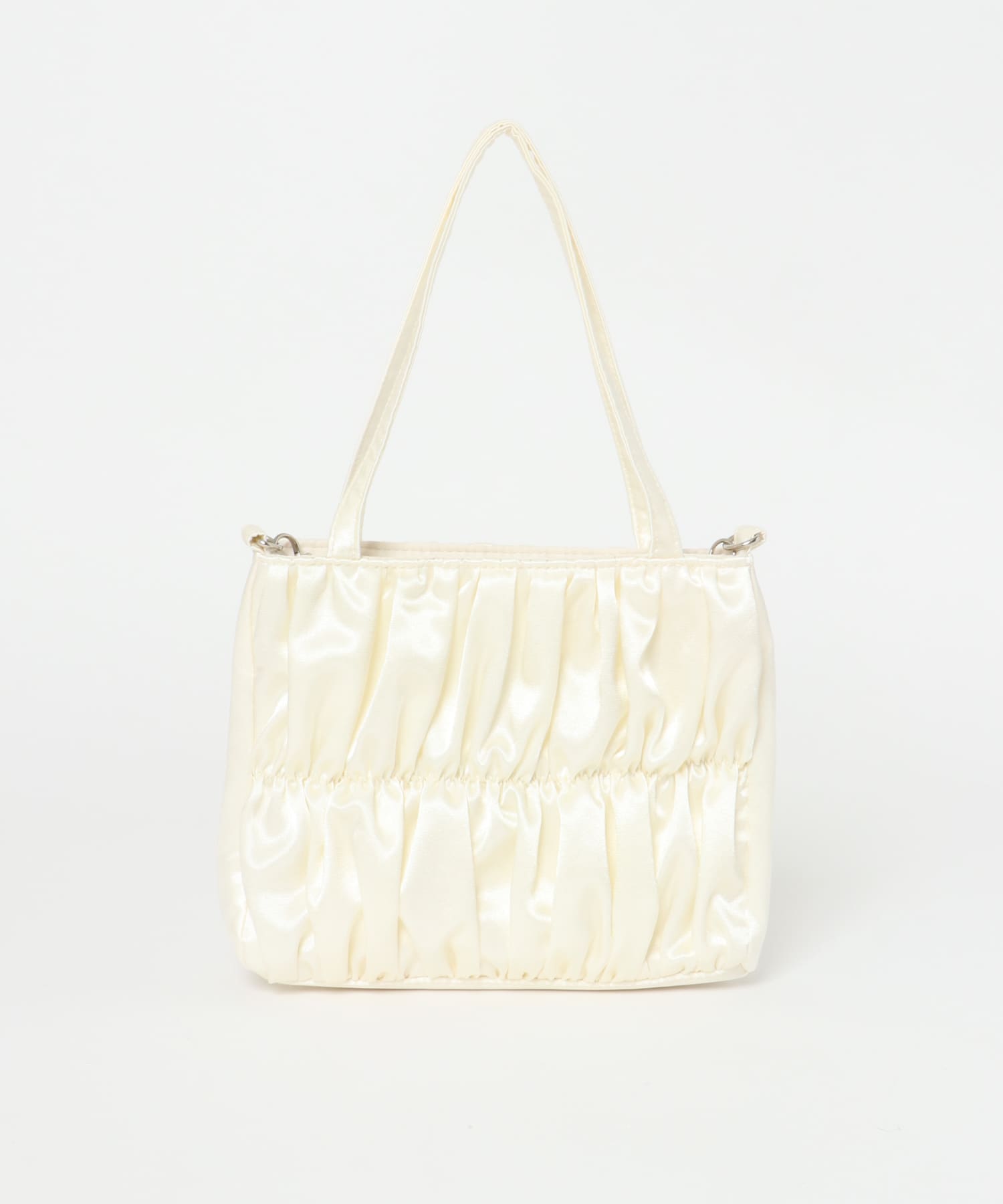 サテンギャザーハンドBAG IVORY one