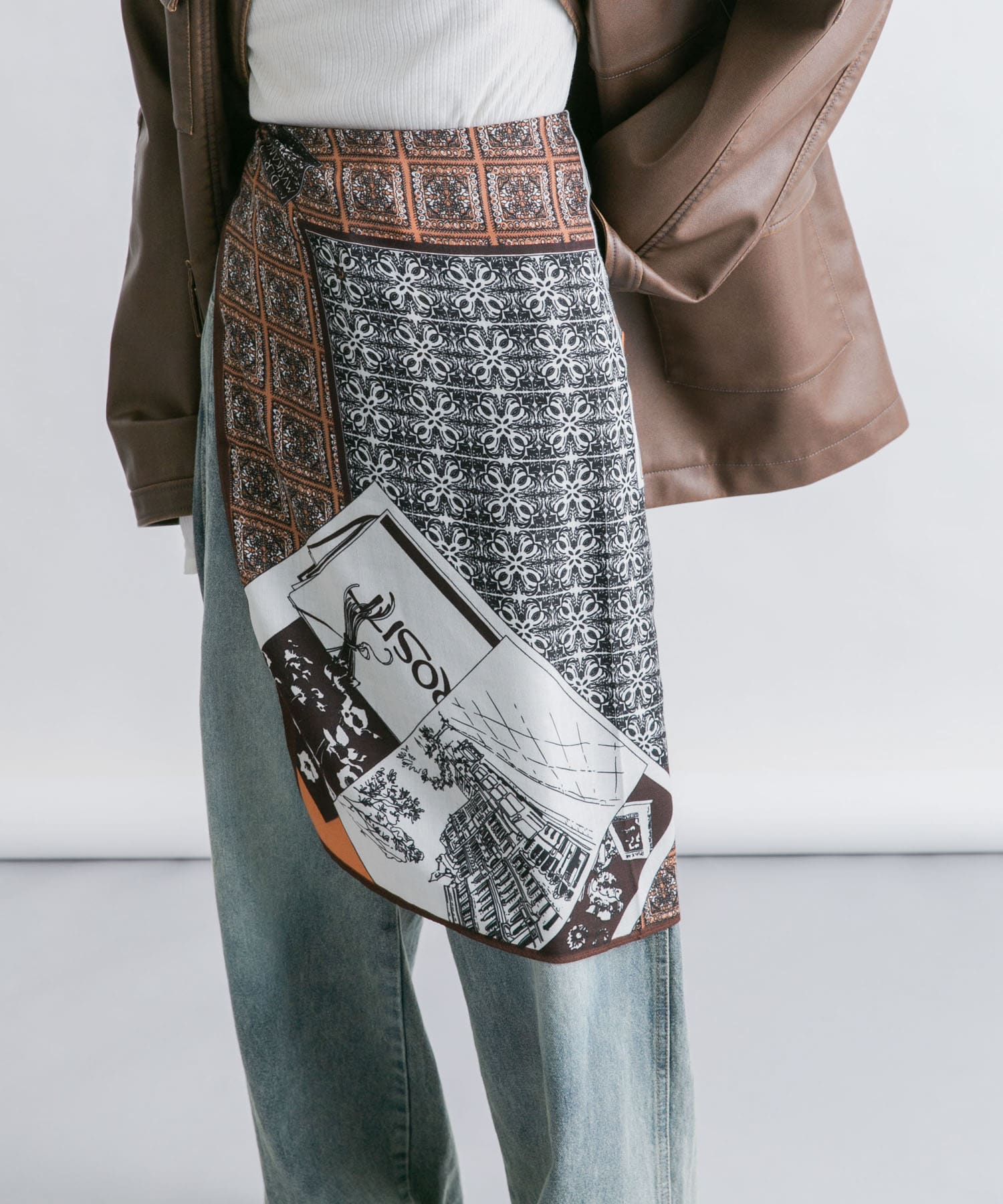 フラワープリントビッグスカーフ