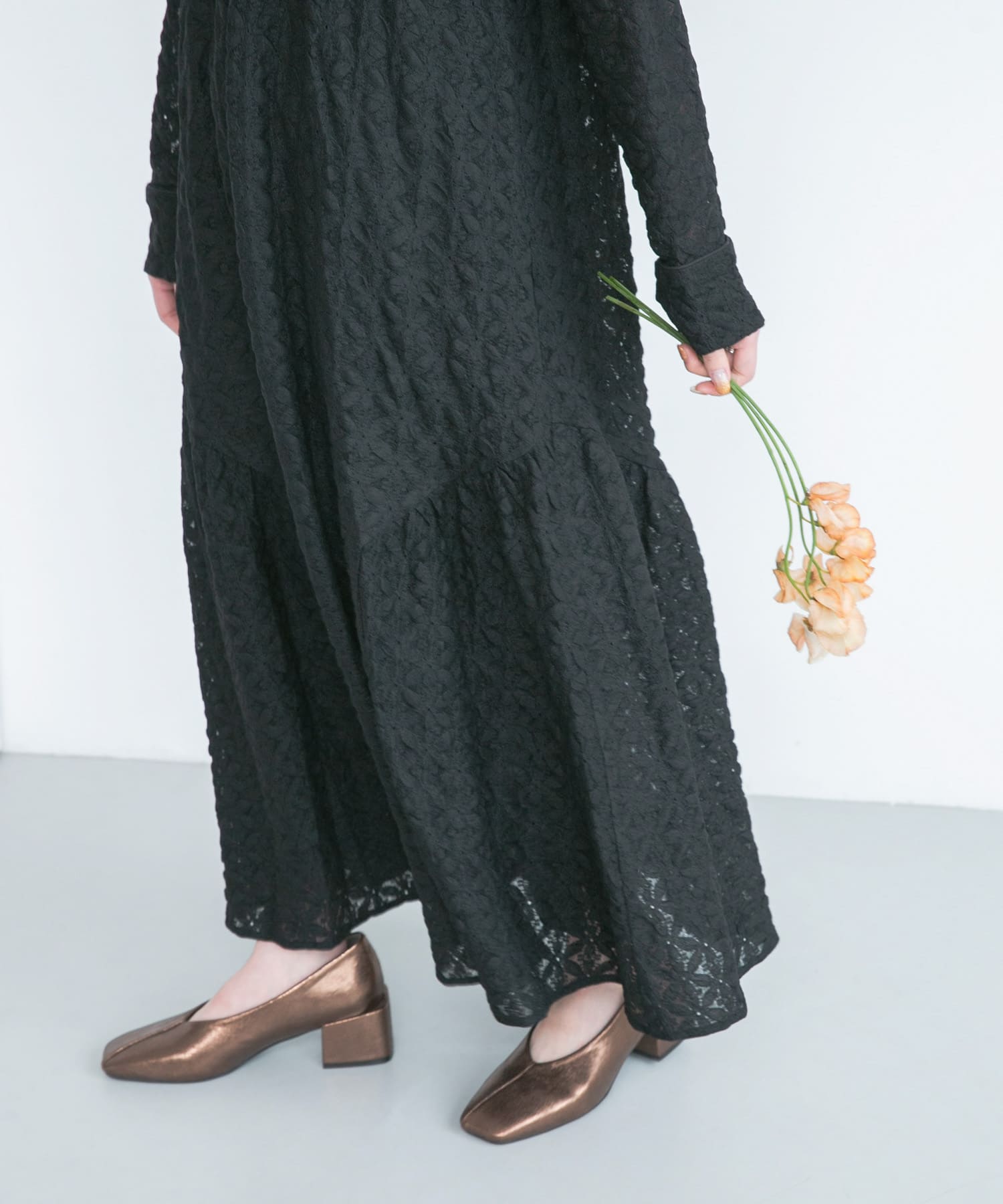 スクエアヒールメタリックパンプス BROWNMETAL 37