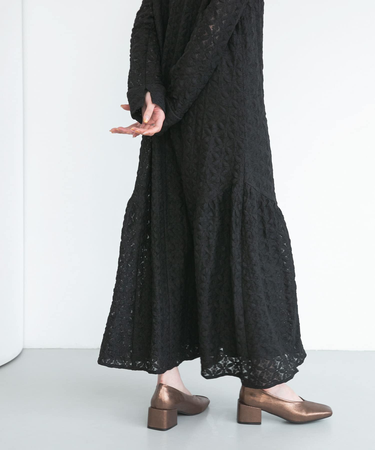 スクエアヒールメタリックパンプス BROWNMETAL 37