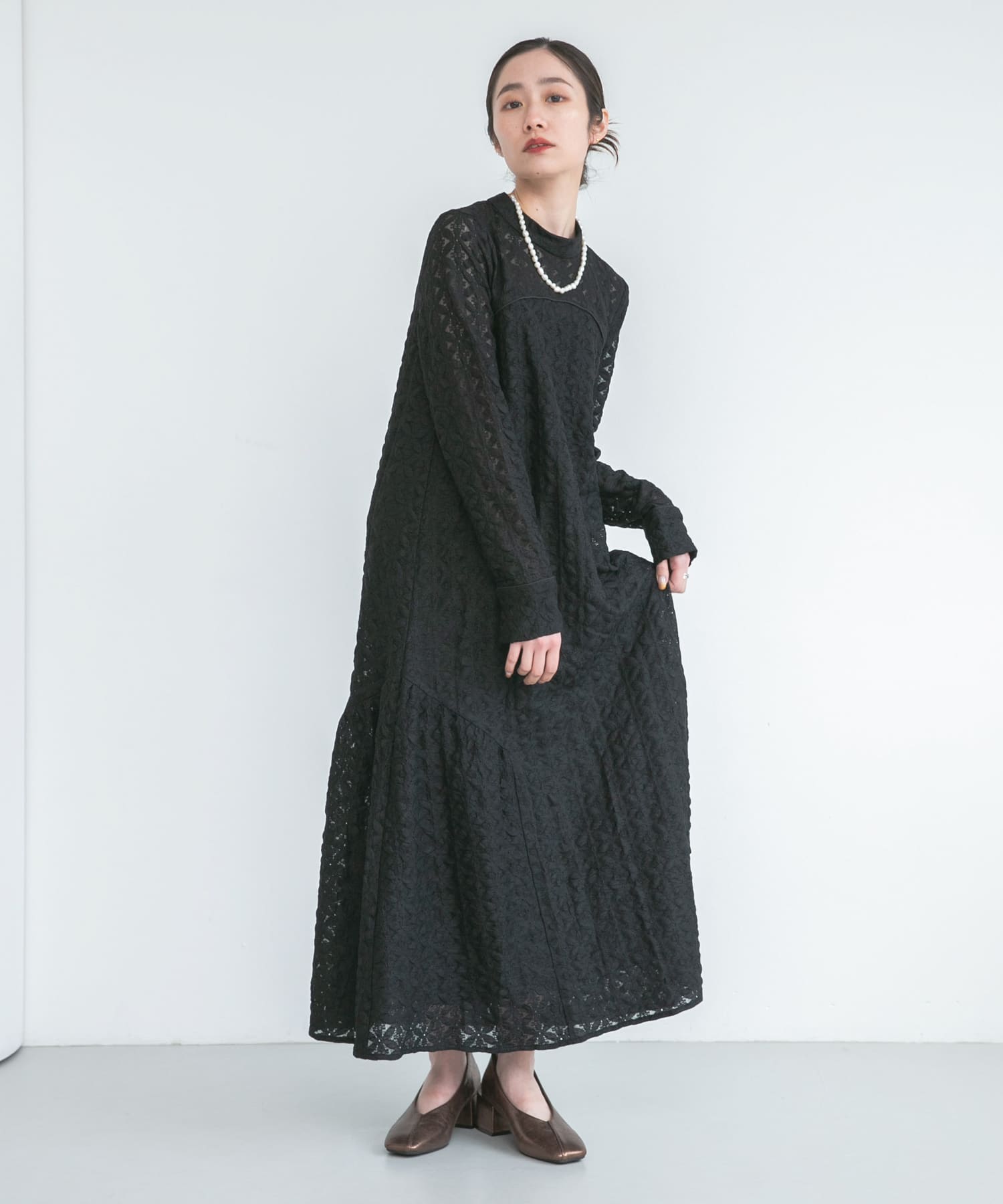 スクエアヒールメタリックパンプス BROWNMETAL 37