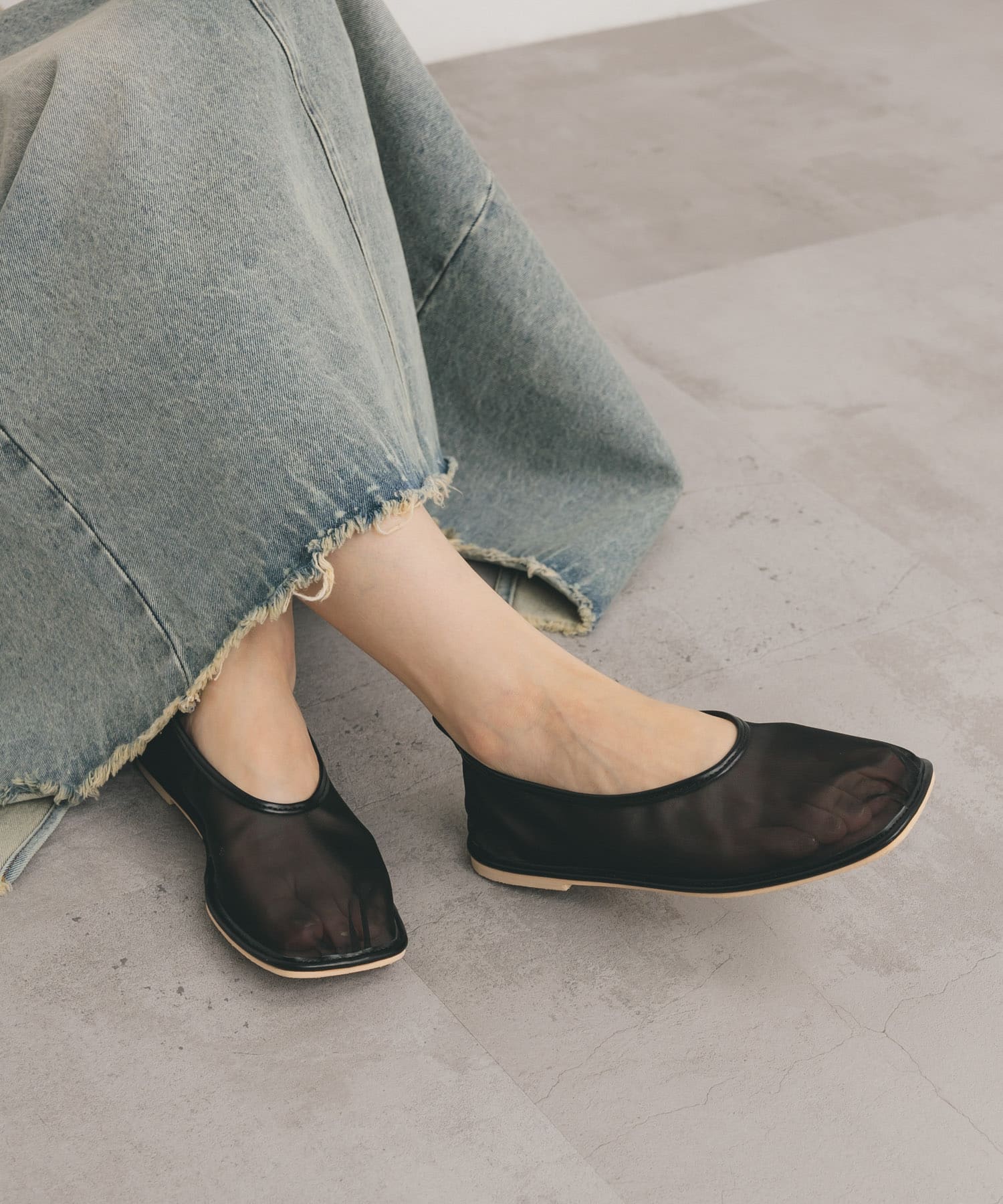 ギャザートゥメッシュシューズ BLACK 37