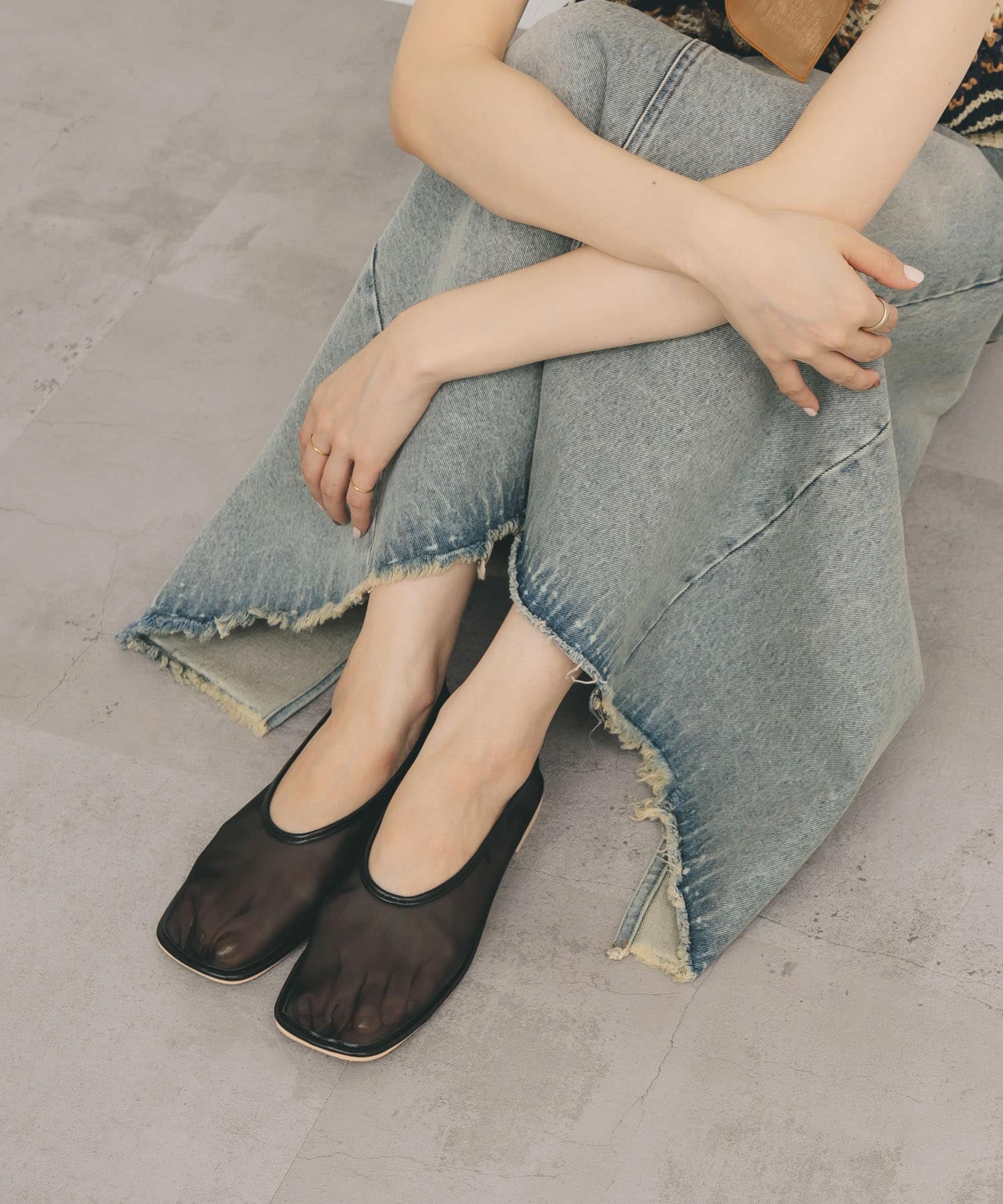 ギャザートゥメッシュシューズ BLACK 37