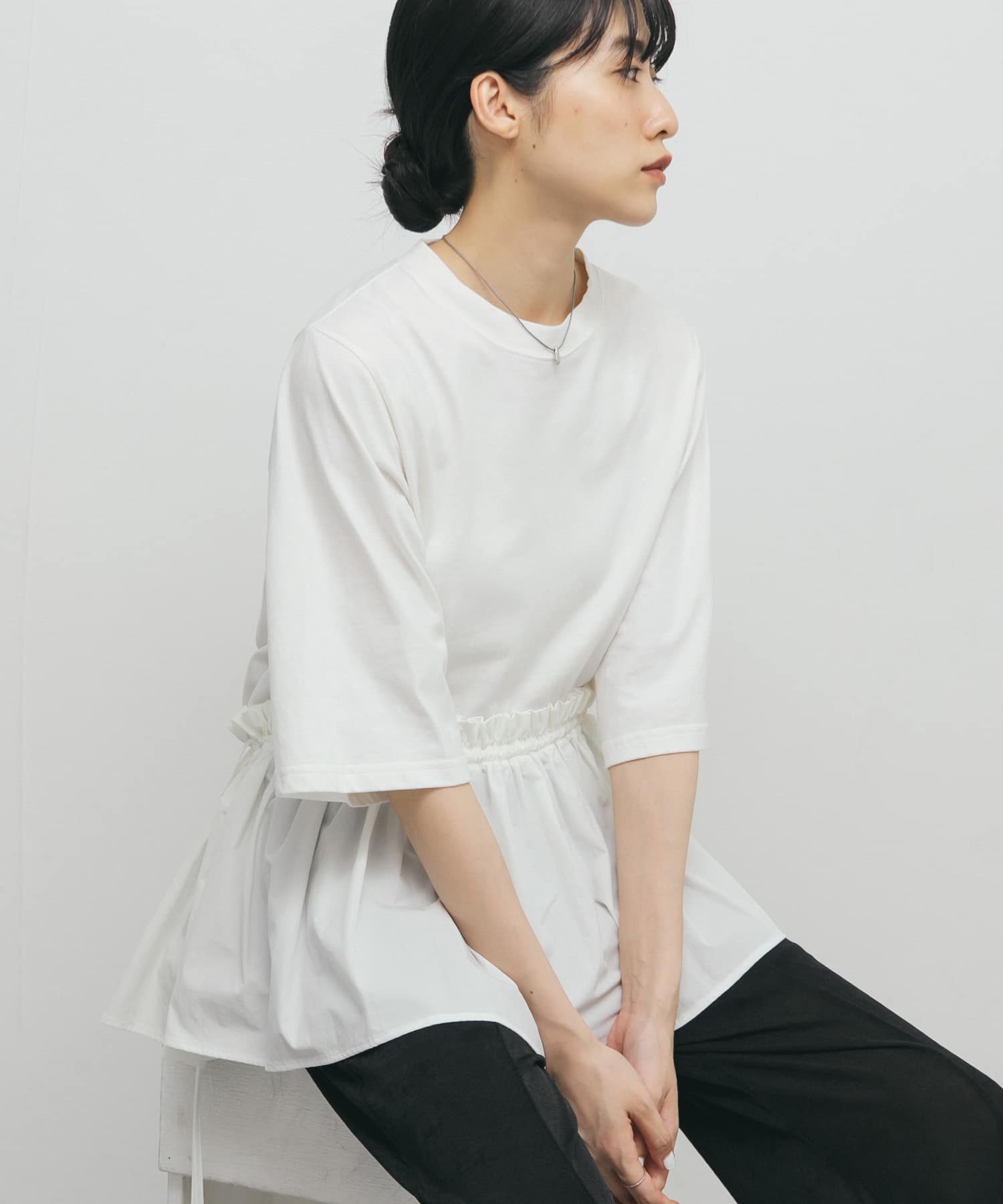 汗ジミ防止ペプラムドッキングTEE