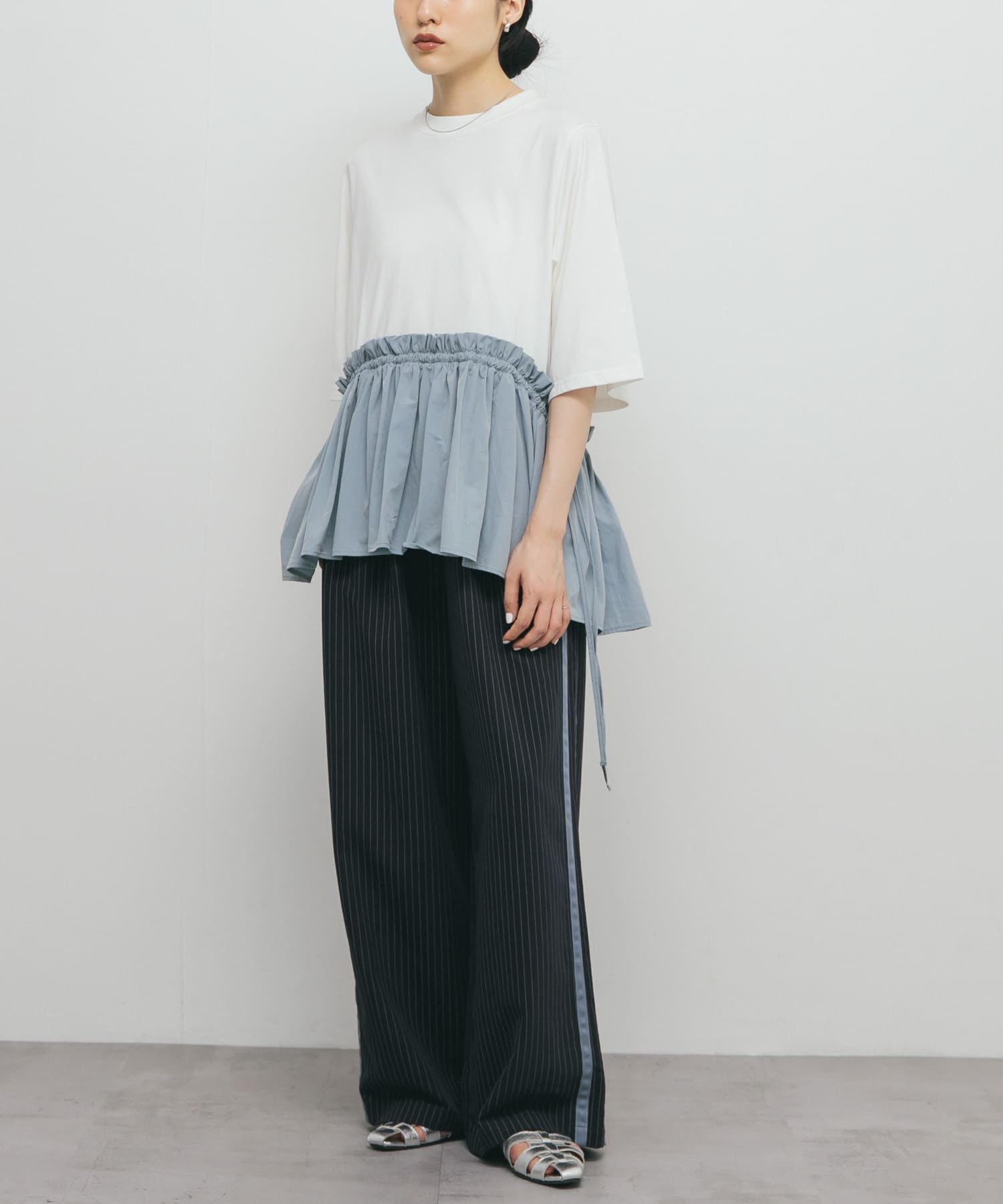 汗ジミ防止ペプラムドッキングTEE