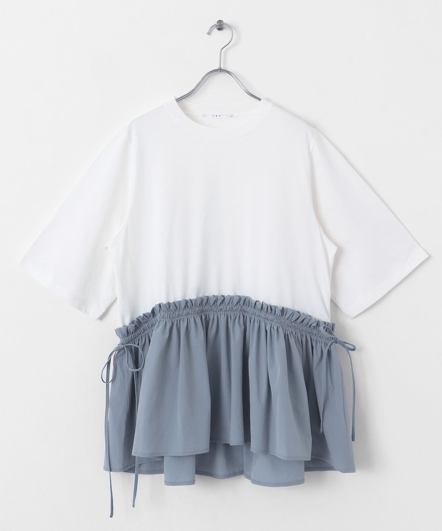 汗ジミ防止ペプラムドッキングTEE OFF×BLUE one