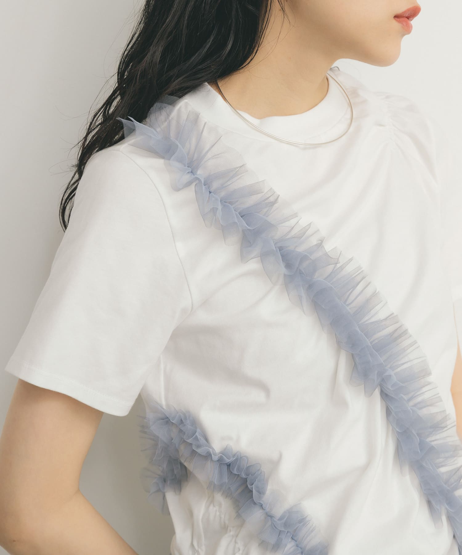 シャーリングフリルTEE