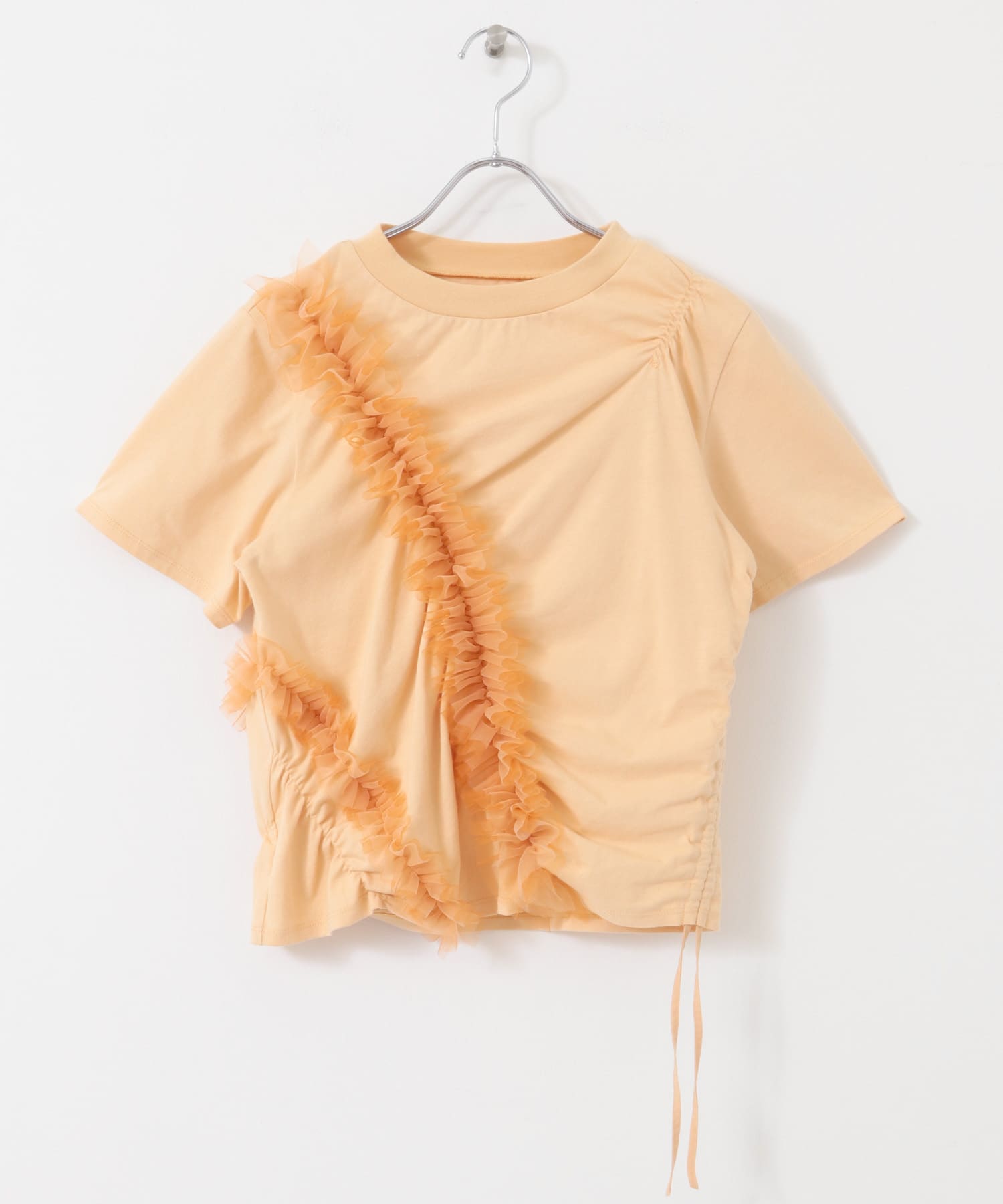 シャーリングフリルTEE APRICOT one