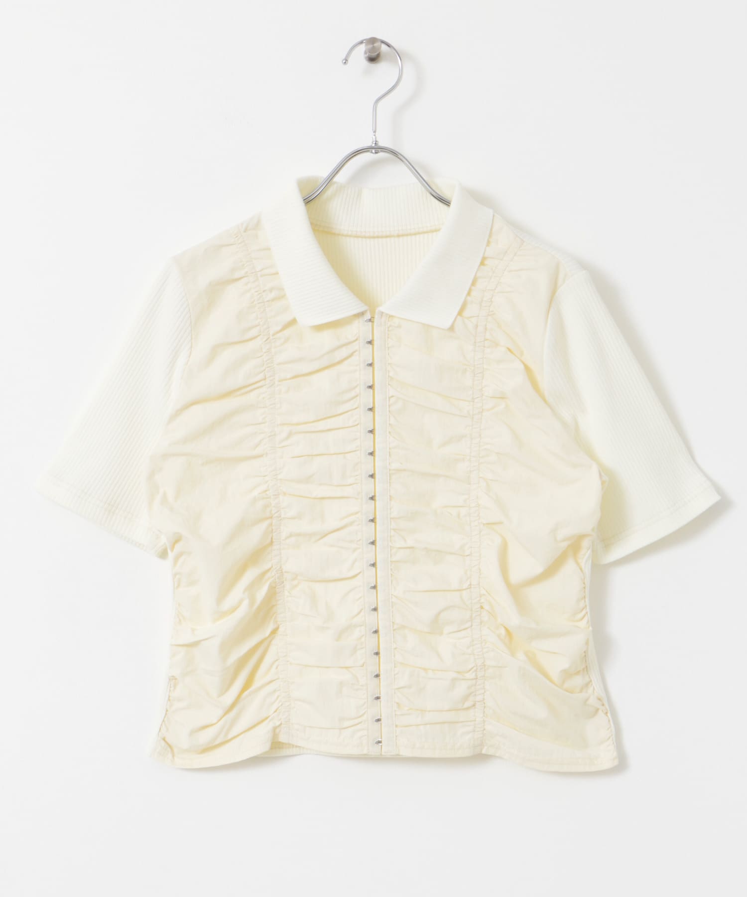 フロントホックシャーリングRIBトップス IVORY one