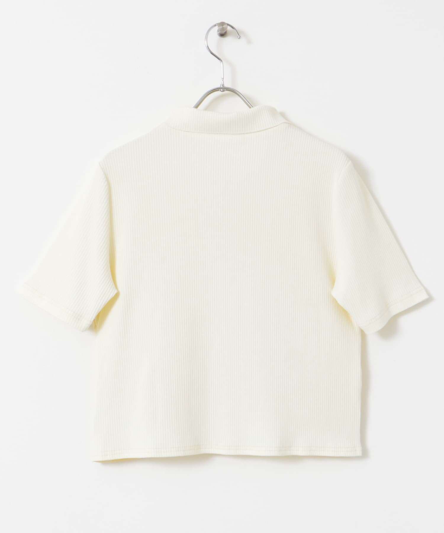 フロントホックシャーリングRIBトップス IVORY one
