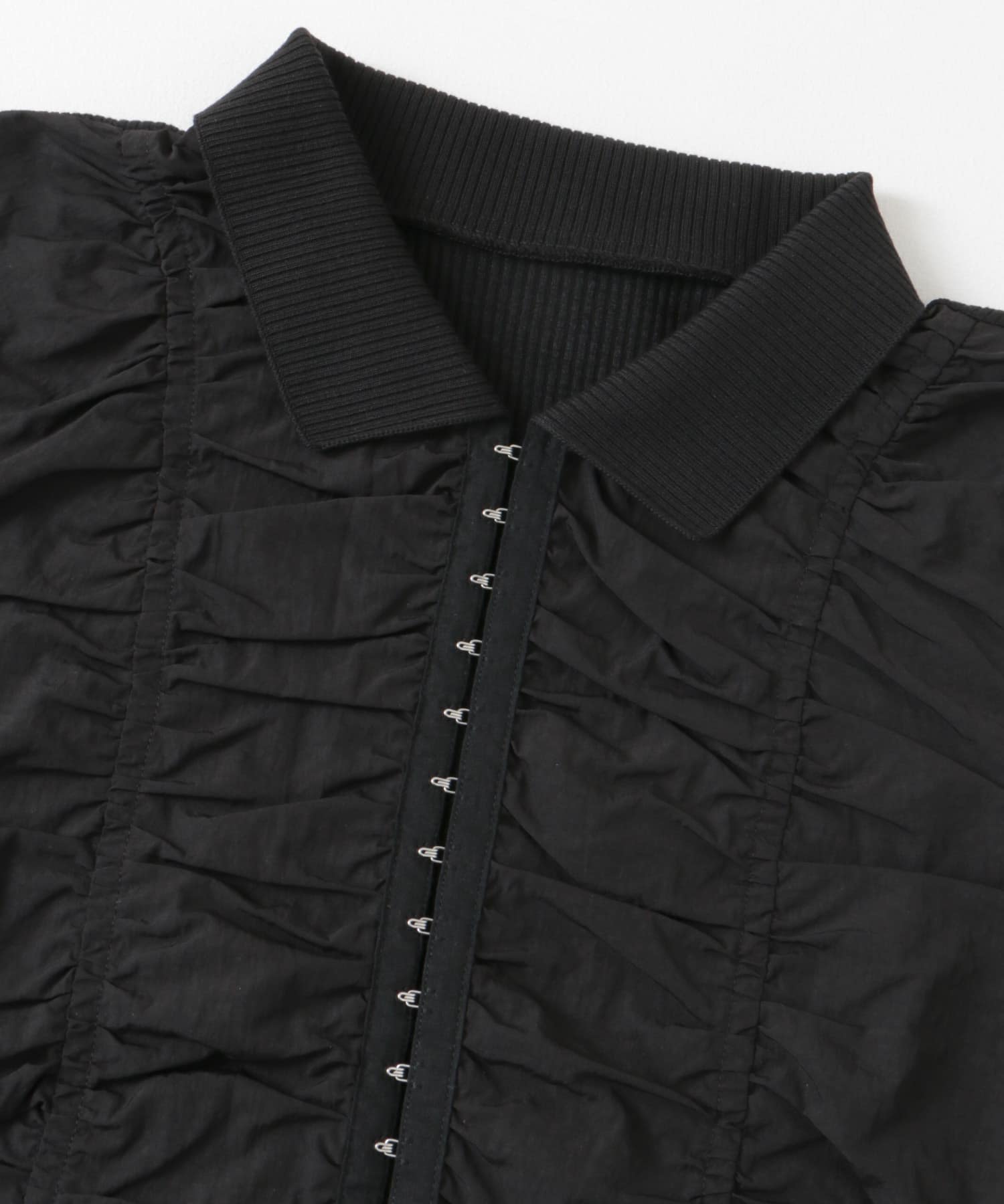 フロントホックシャーリングRIBトップス BLACK one