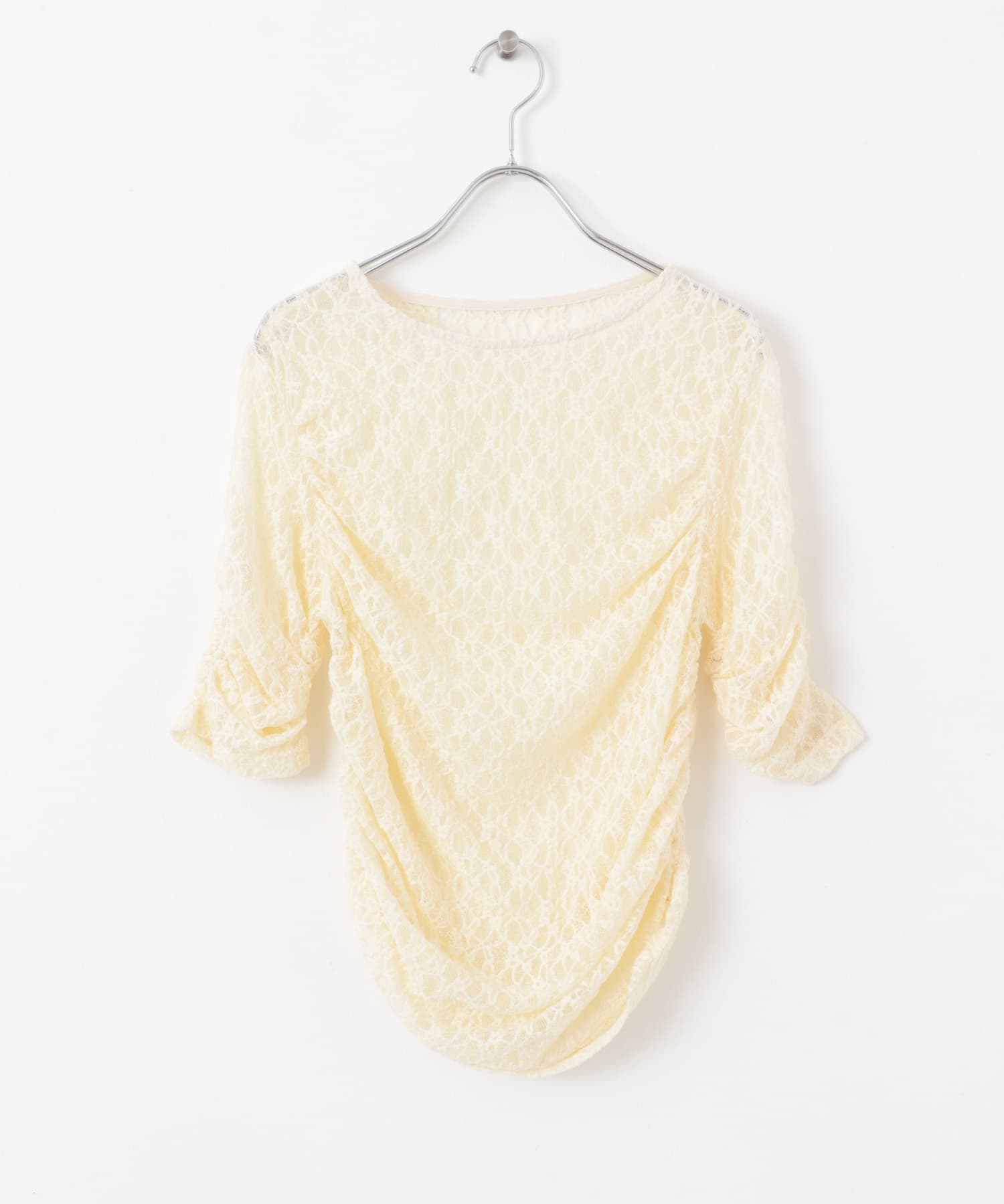 ハーフスリーブドレープレースTEE IVORY one