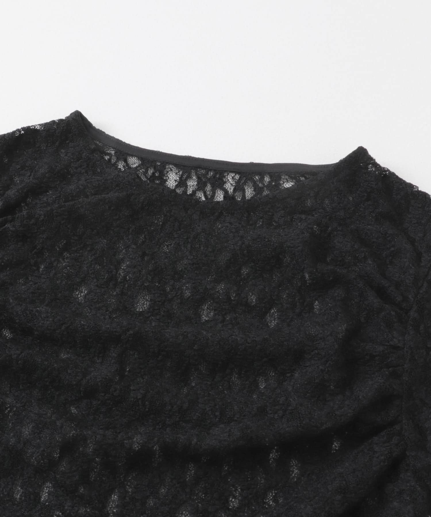 ハーフスリーブドレープレースTEE BLACK one