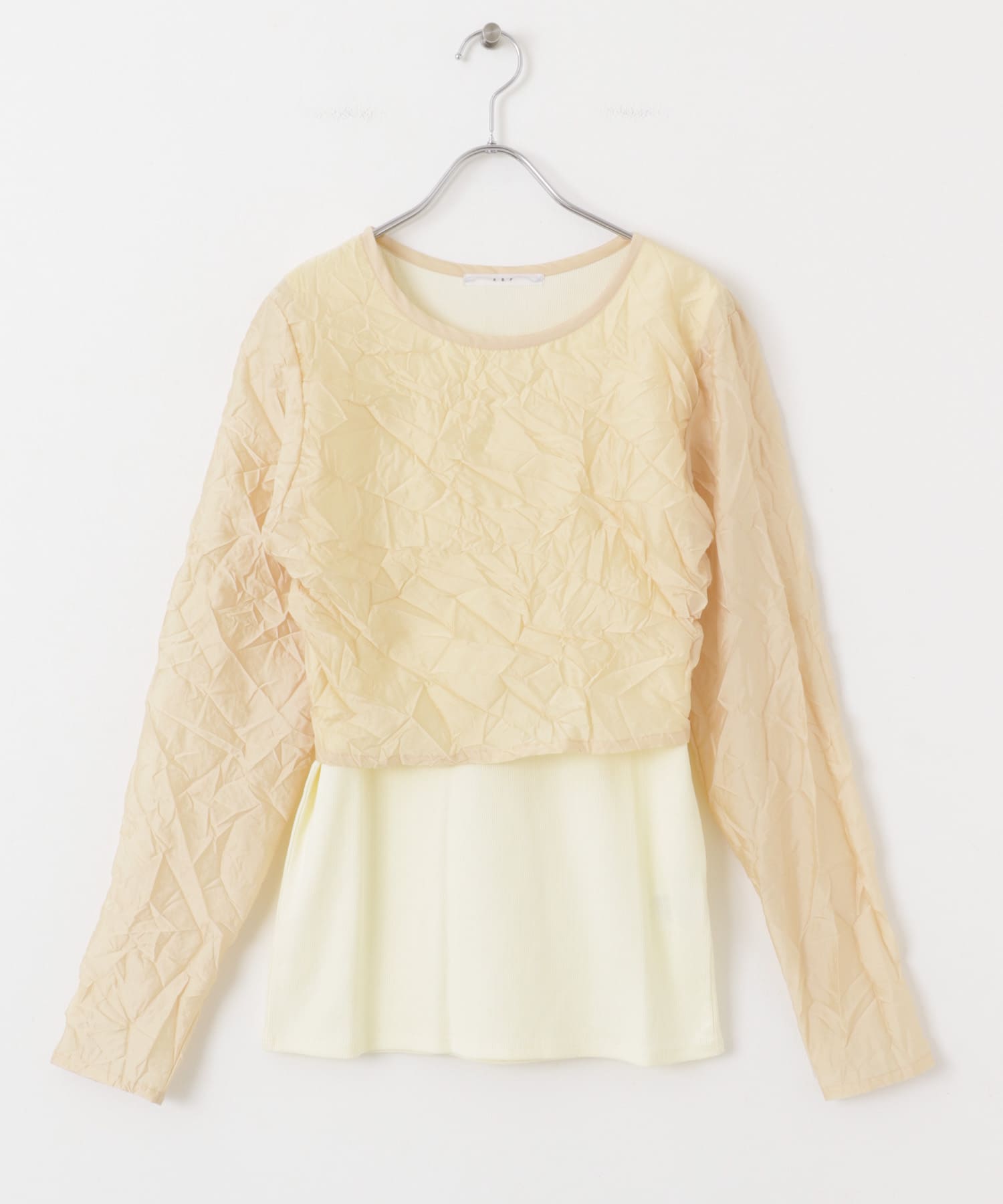 レイヤードワッシャーロンTEE BEG×IVORY one